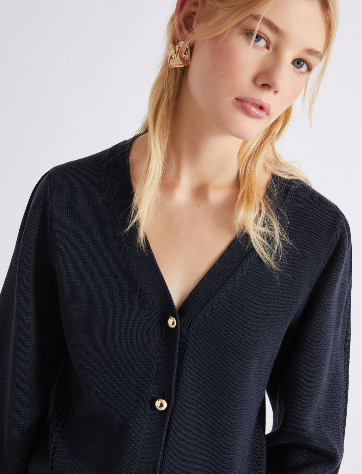 Slim-fit V-neck cardigan - NAVY - Marella - 5