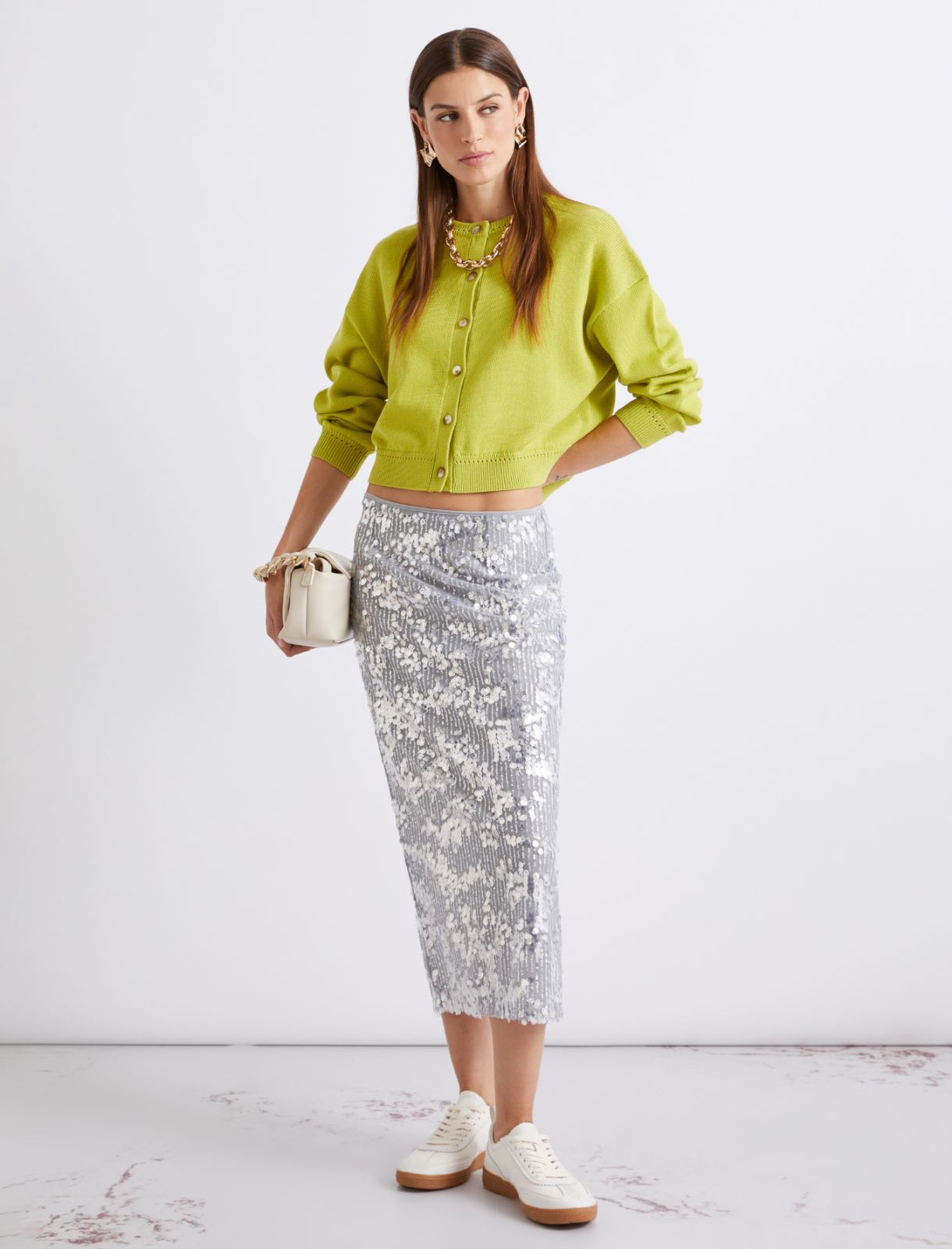 Cotton crew-neck cardigan - GREEN - Marella - 2