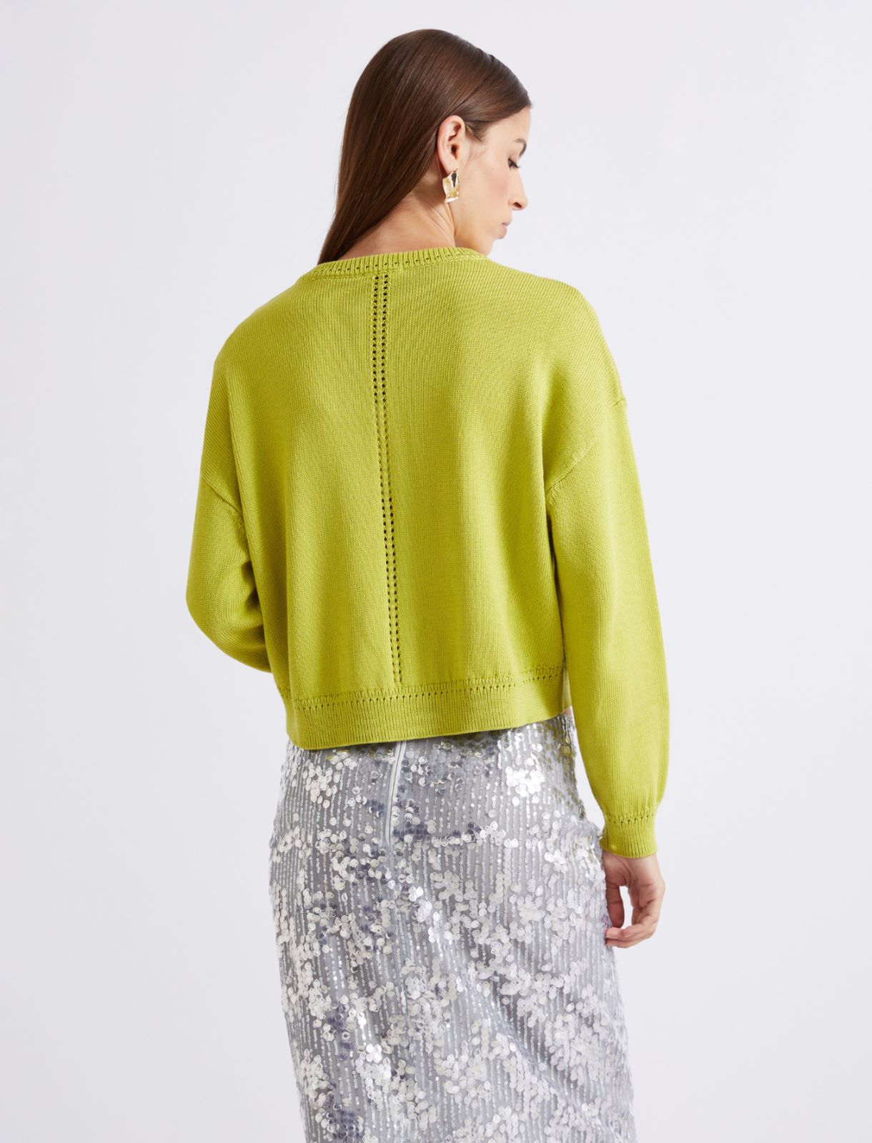 Cotton crew-neck cardigan - GREEN - Marella - 3