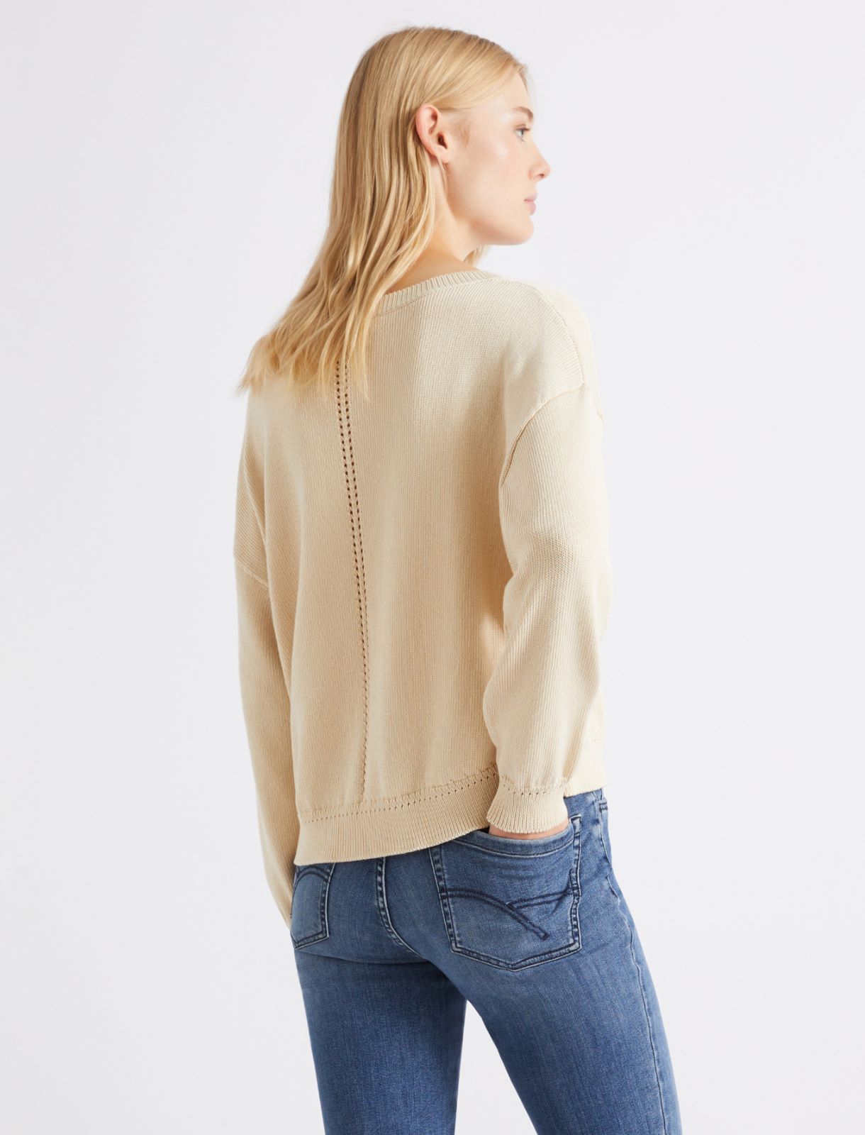 Cotton boat-neck sweater - WOOL WHITE - Marella - 3