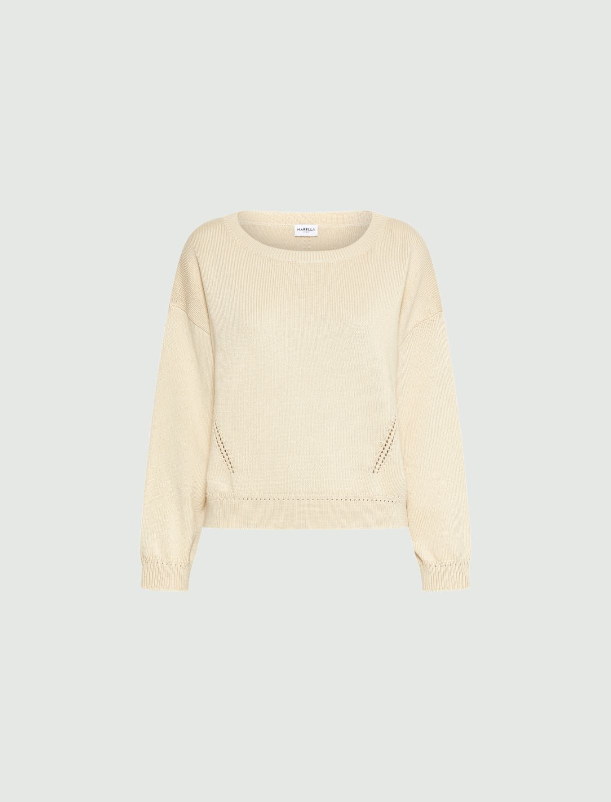 Cotton boat-neck sweater - WOOL WHITE - Marella