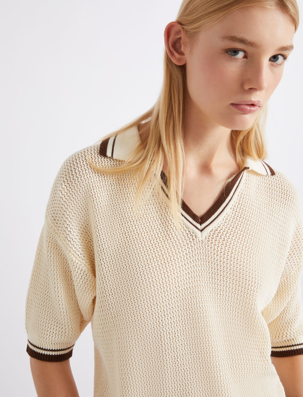 Pure cotton polo shirt - WOOL WHITE - Marella - 5