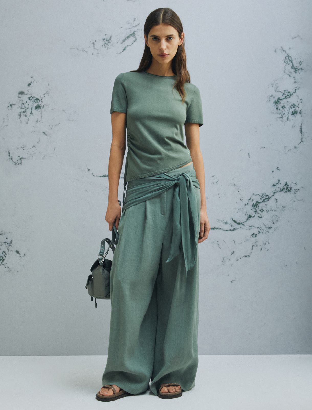 Pull asymétrique avec cordon de serrage - VERT - Marella - 2