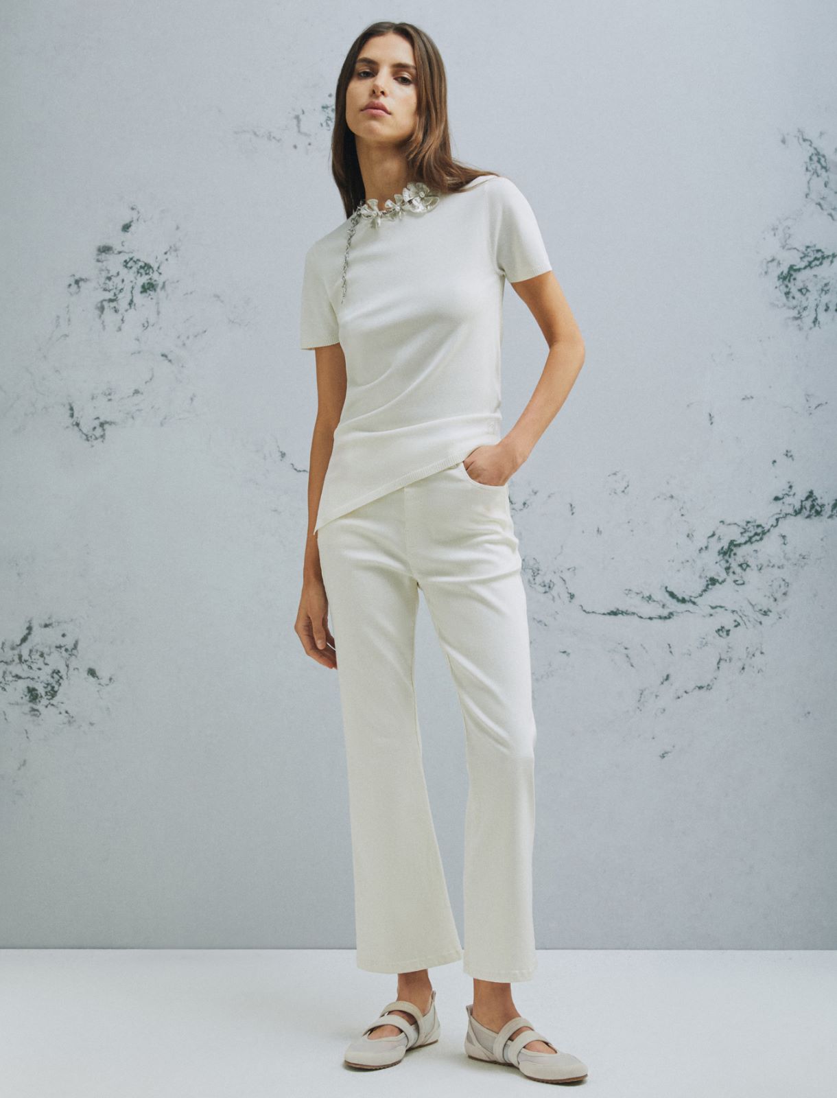 Asymmetrical drawstring sweater - WOOL WHITE - Marella - 2