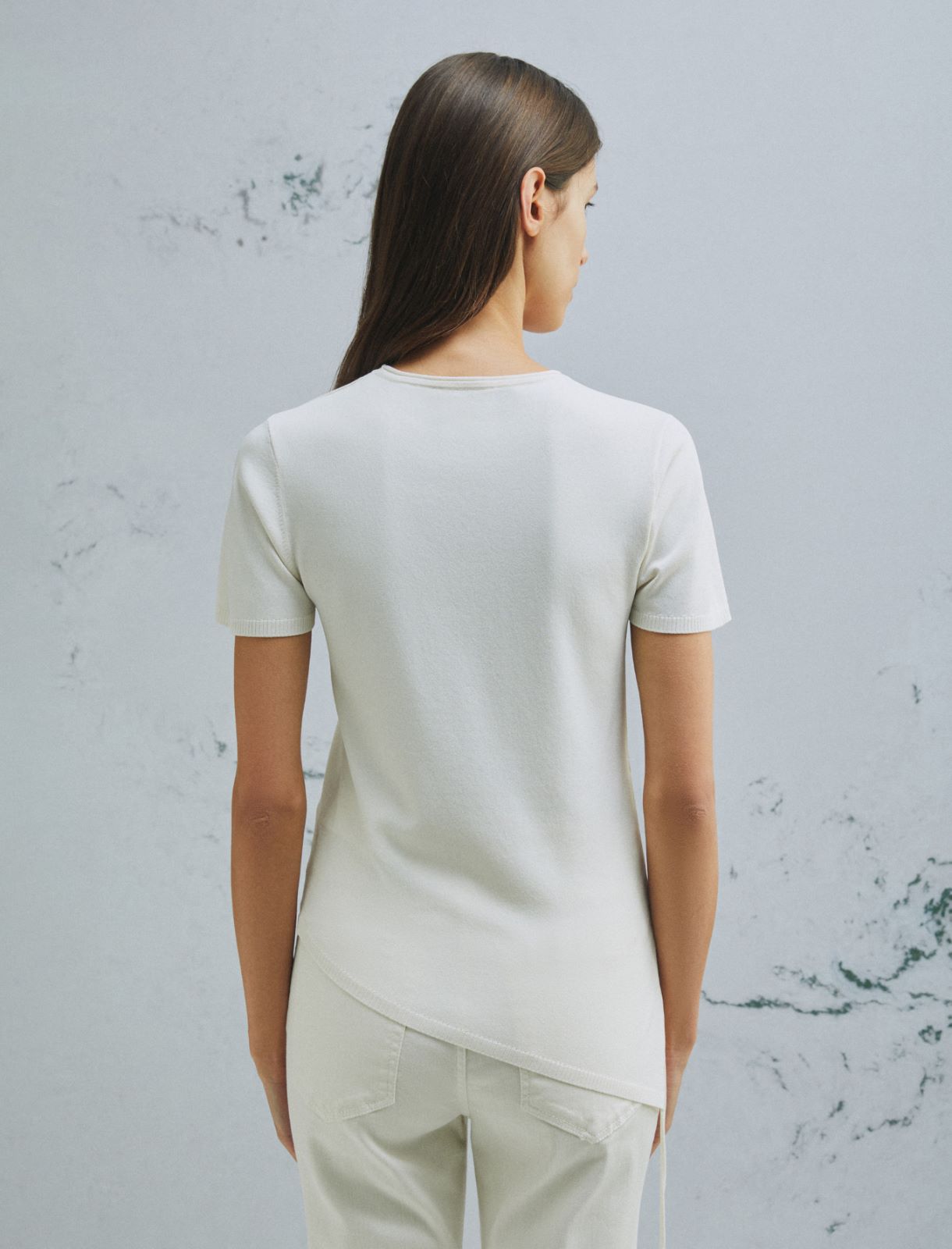 Asymmetrical drawstring sweater - WOOL WHITE - Marella - 3