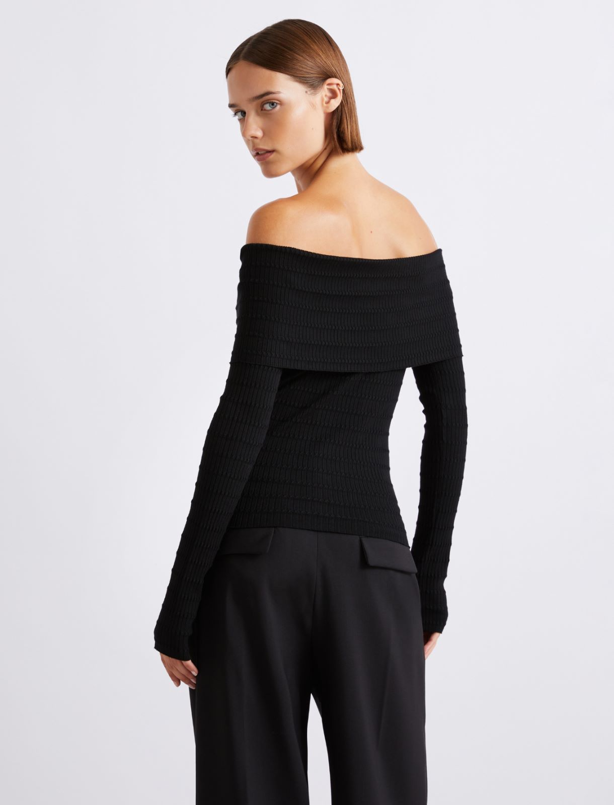 Viscose cowl-neck sweater - BLACK - Marella - 3