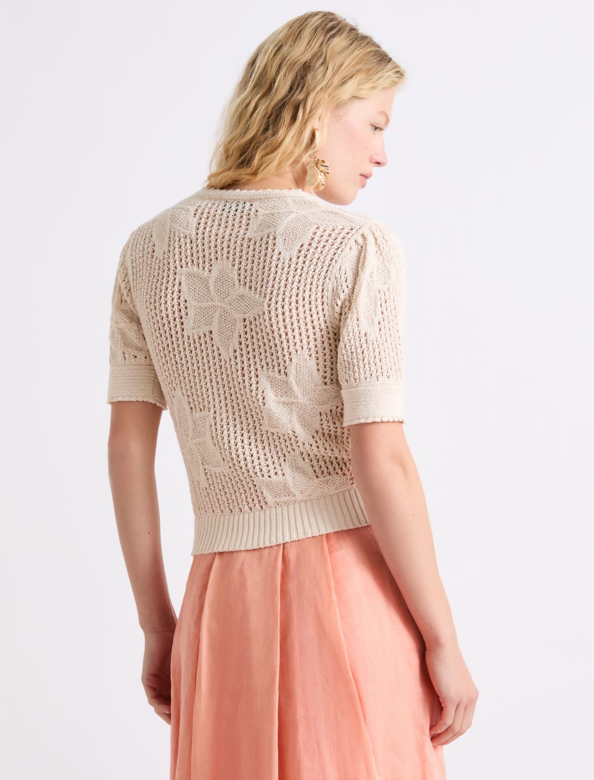 Mesh-knit crew-neck sweater - WHITE - Marella - 3