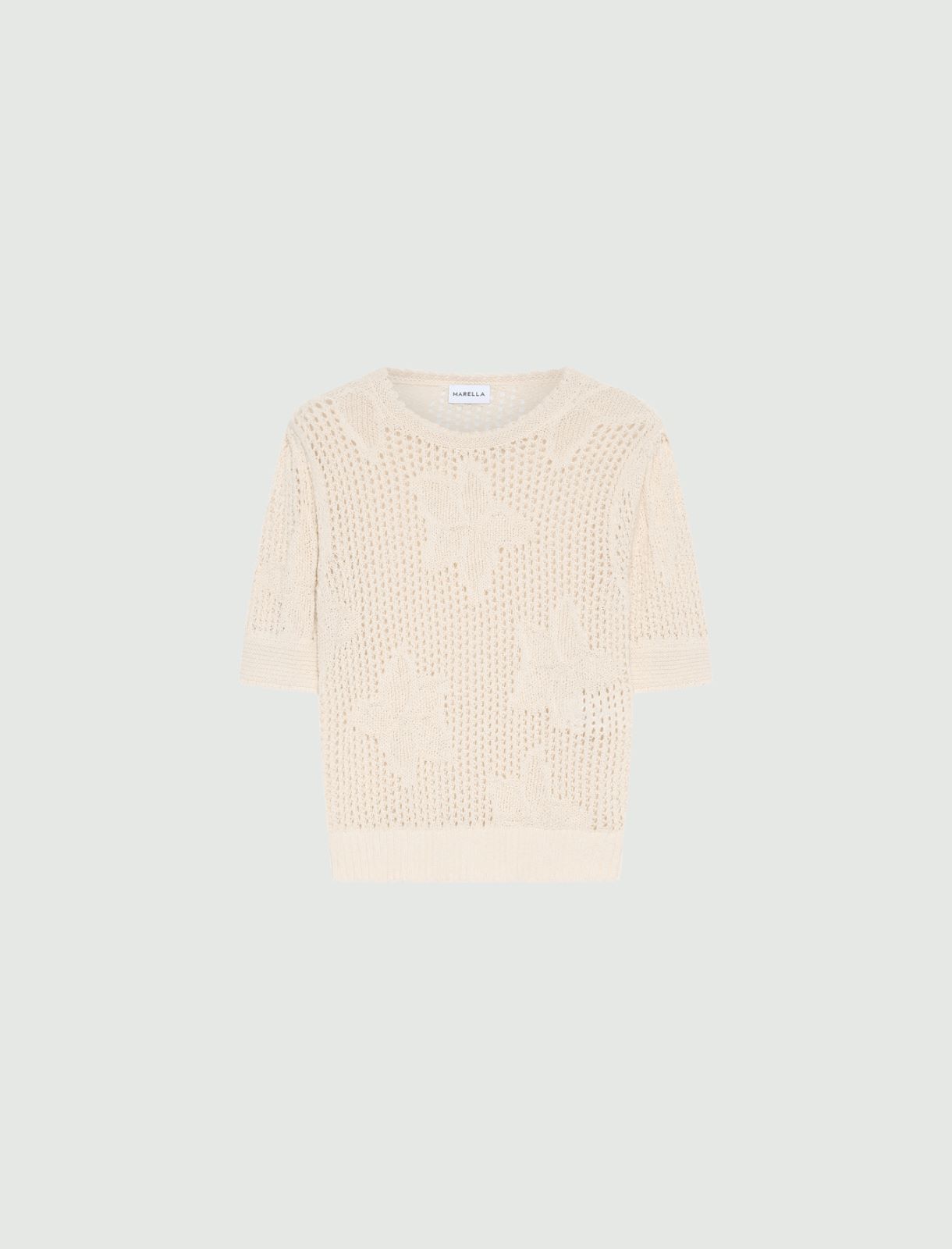 Mesh-knit crew-neck sweater - WHITE - Marella