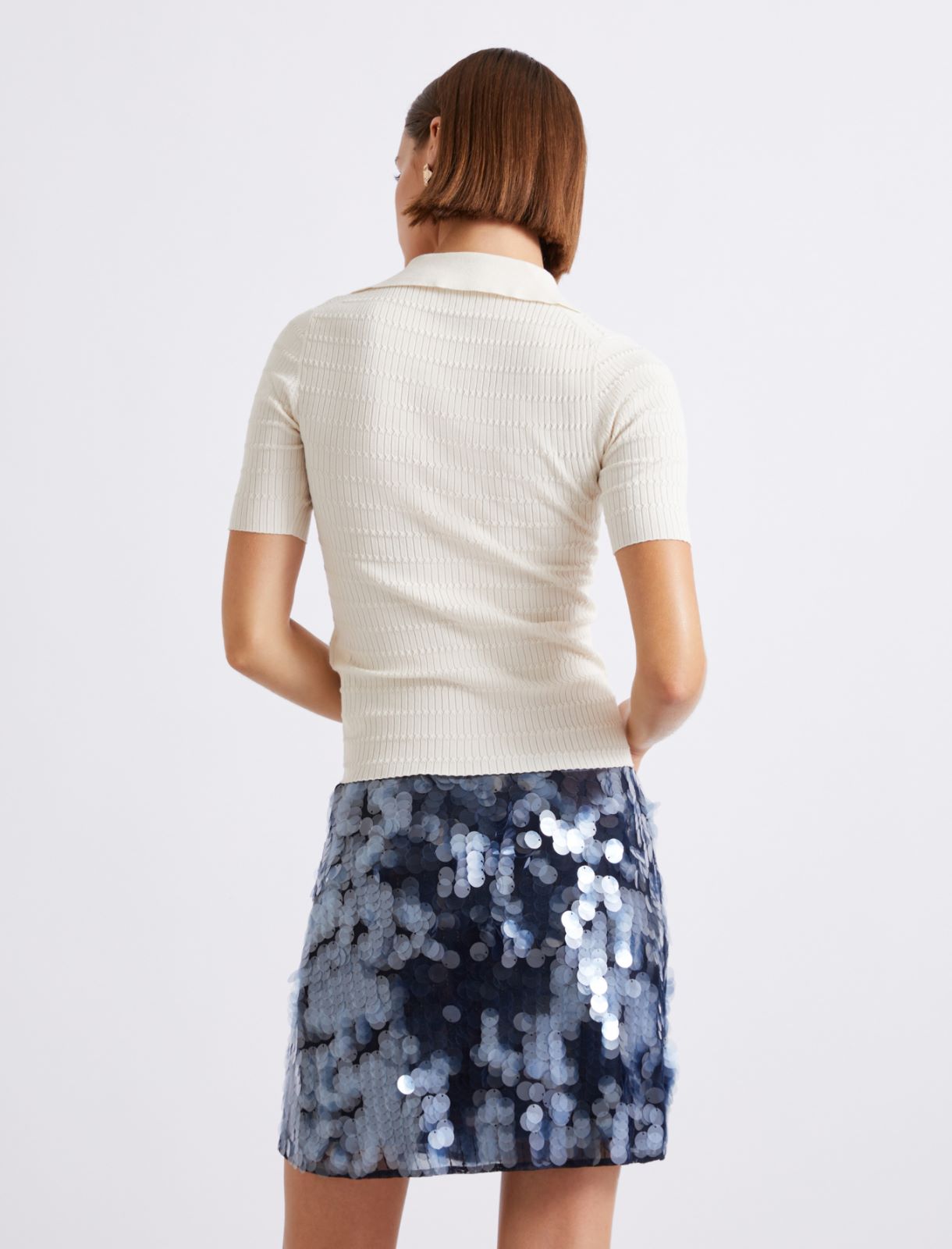 Viscose knit polo shirt - Cream - Marella - 3