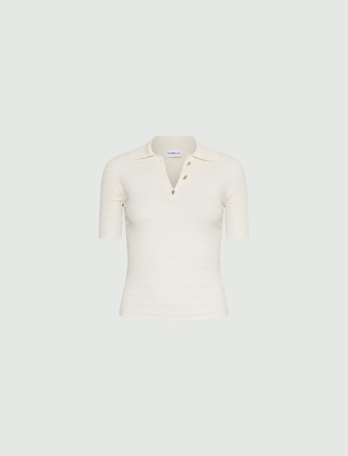 Viscose knit polo shirt - Cream - Marella
