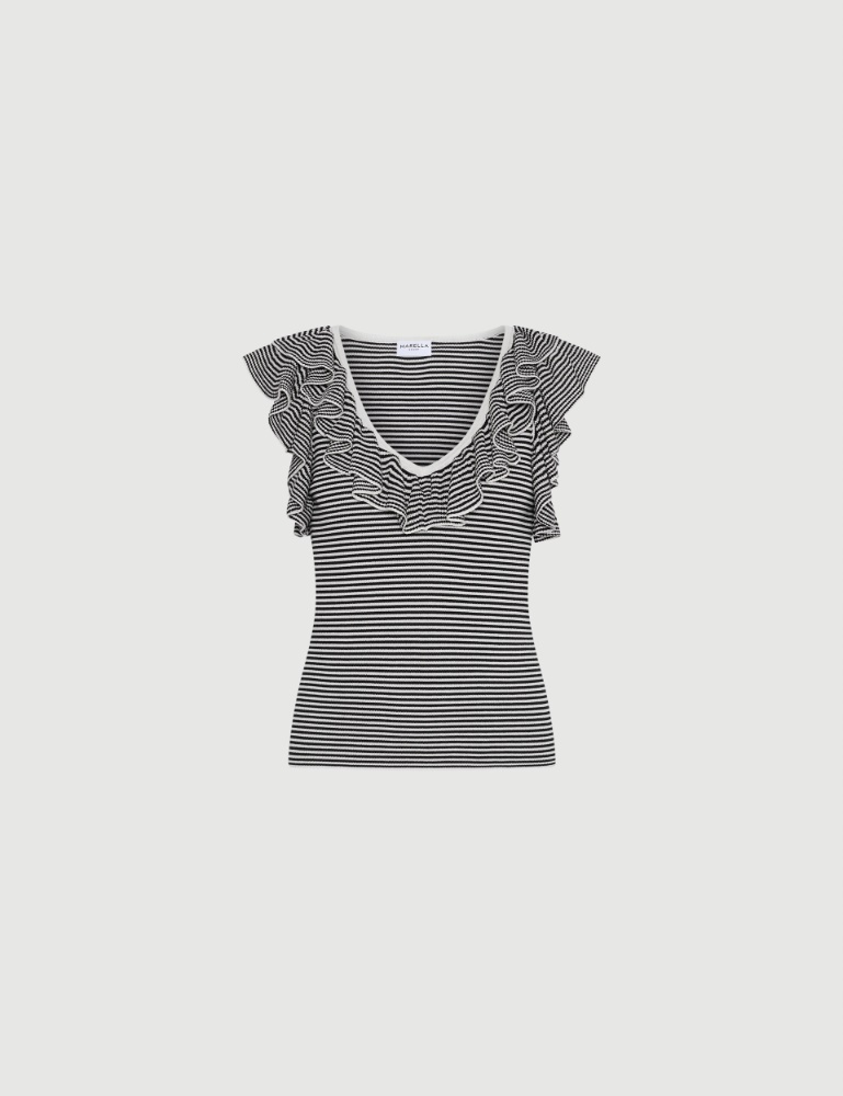 Ruffled fine rib-knit top - Marella