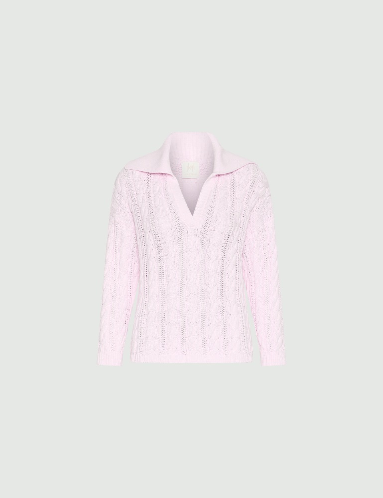 Cable-knit cotton polo sweater - Marella