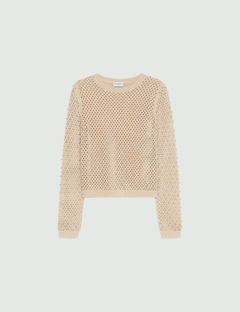 Mesh-knit sweater with rhinestone detail - Marella