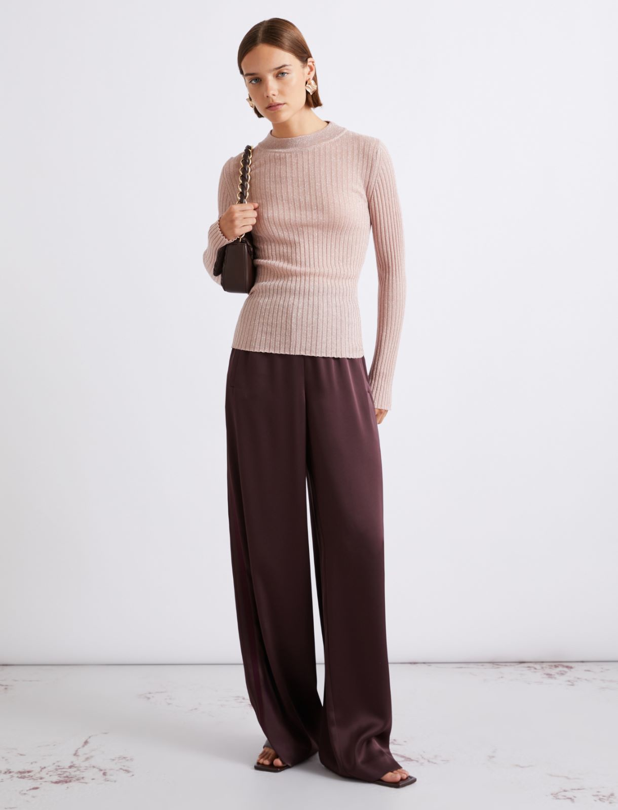 Lurex-embellished rib-knit sweater - PINK - Marella - 2