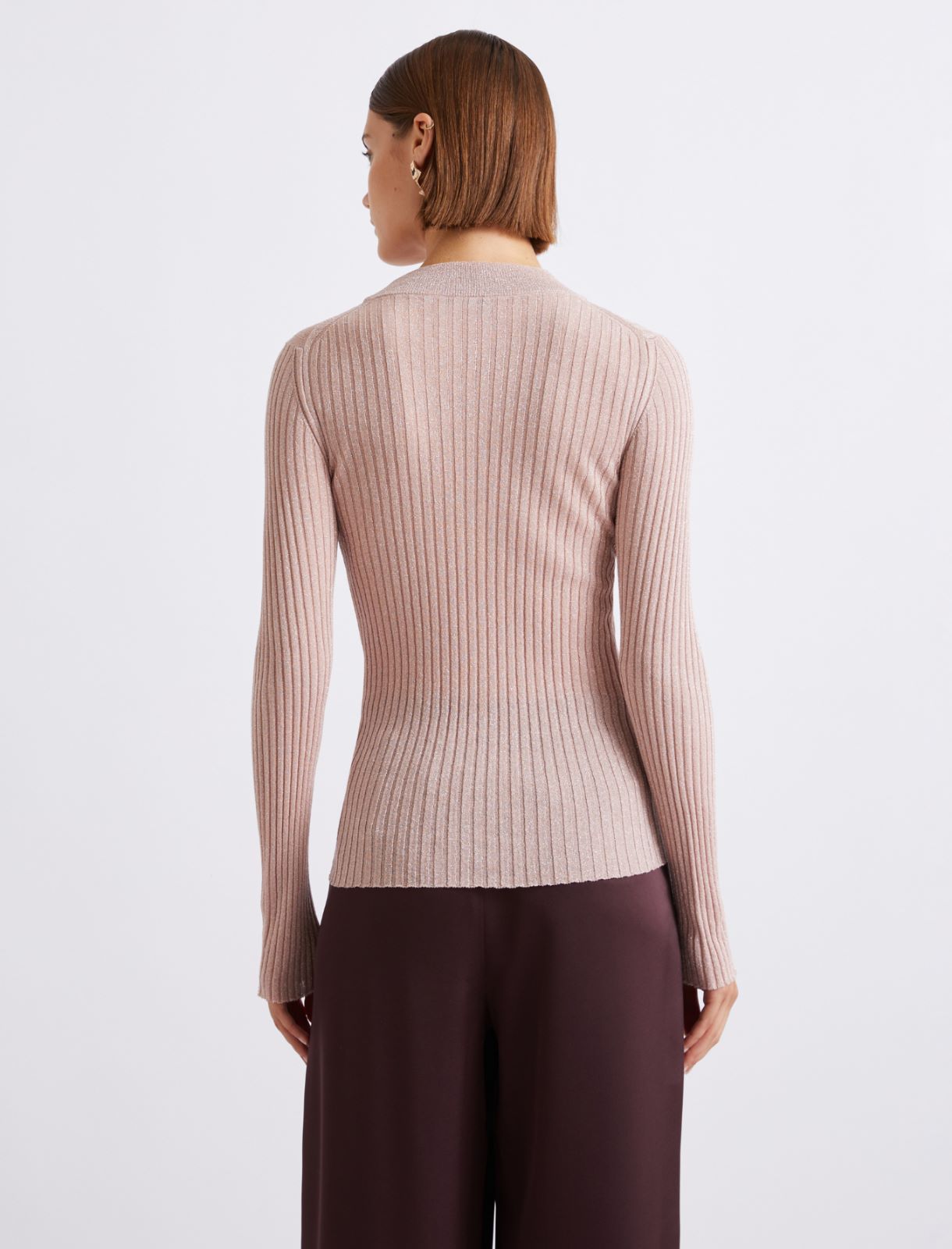 Lurex-embellished rib-knit sweater - PINK - Marella - 3