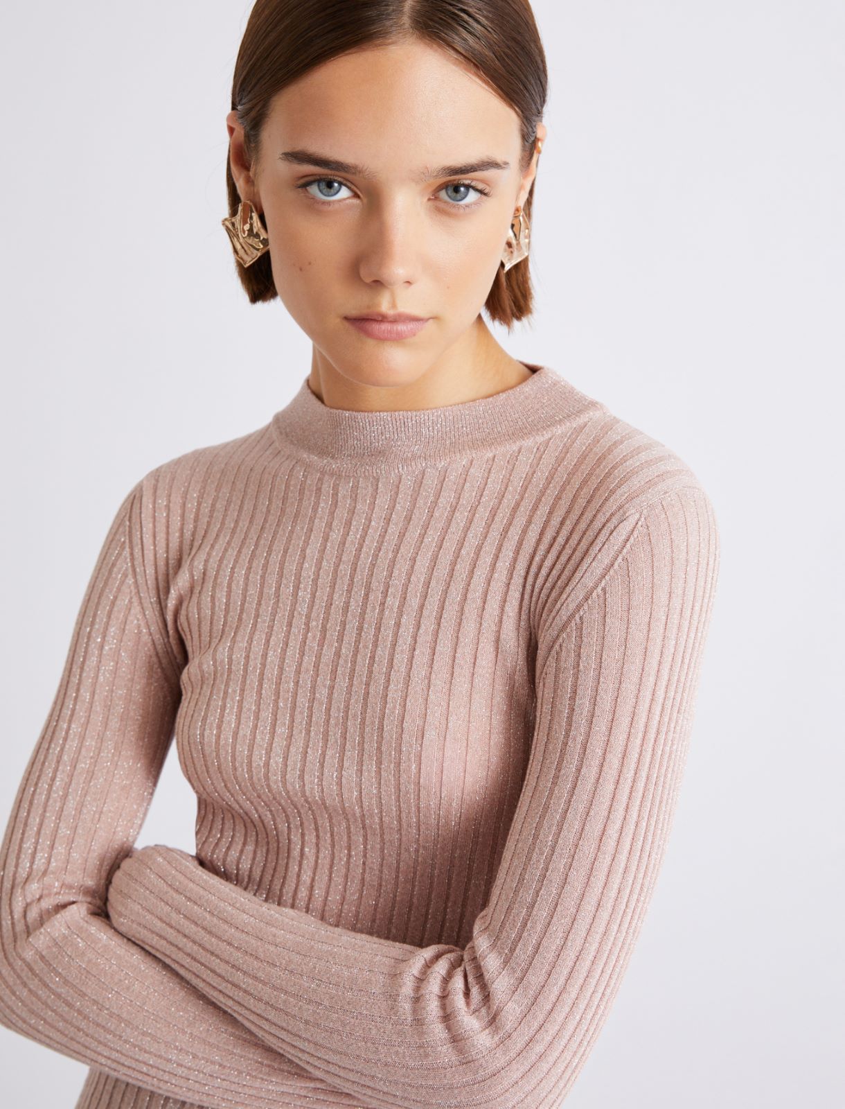 Lurex-embellished rib-knit sweater - PINK - Marella - 5