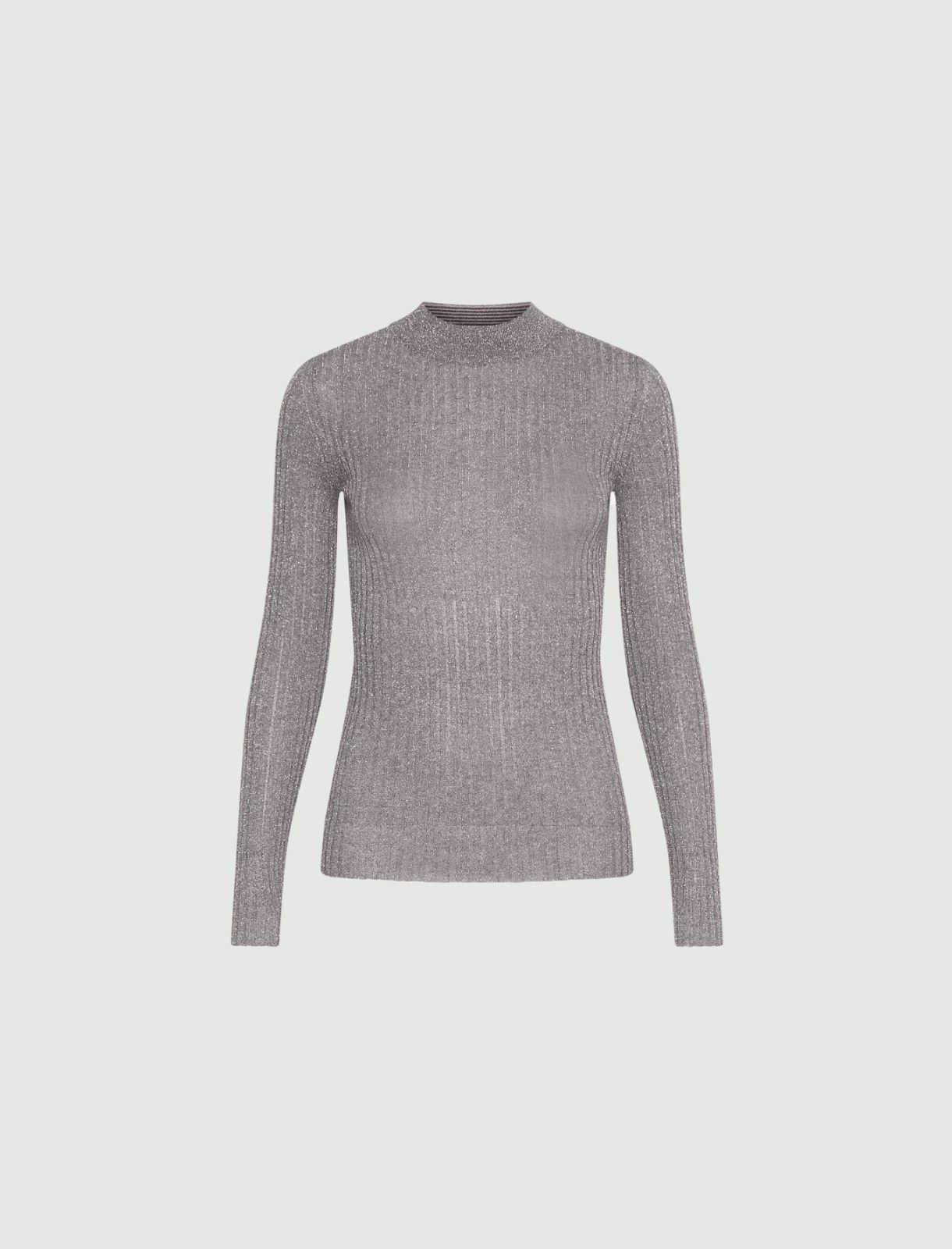 Lurex-embellished rib-knit sweater - GREY - Marella