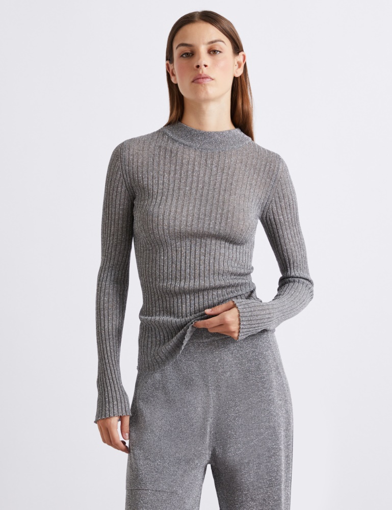 Lurex-embellished rib-knit sweater - Marella