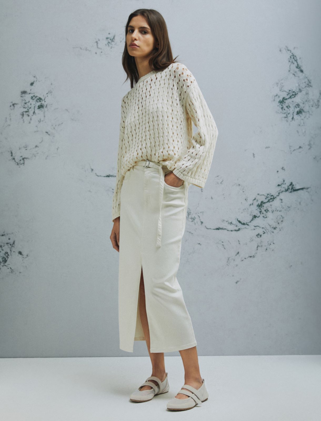 Open-knit cotton sweater - WOOL WHITE - Marella - 2