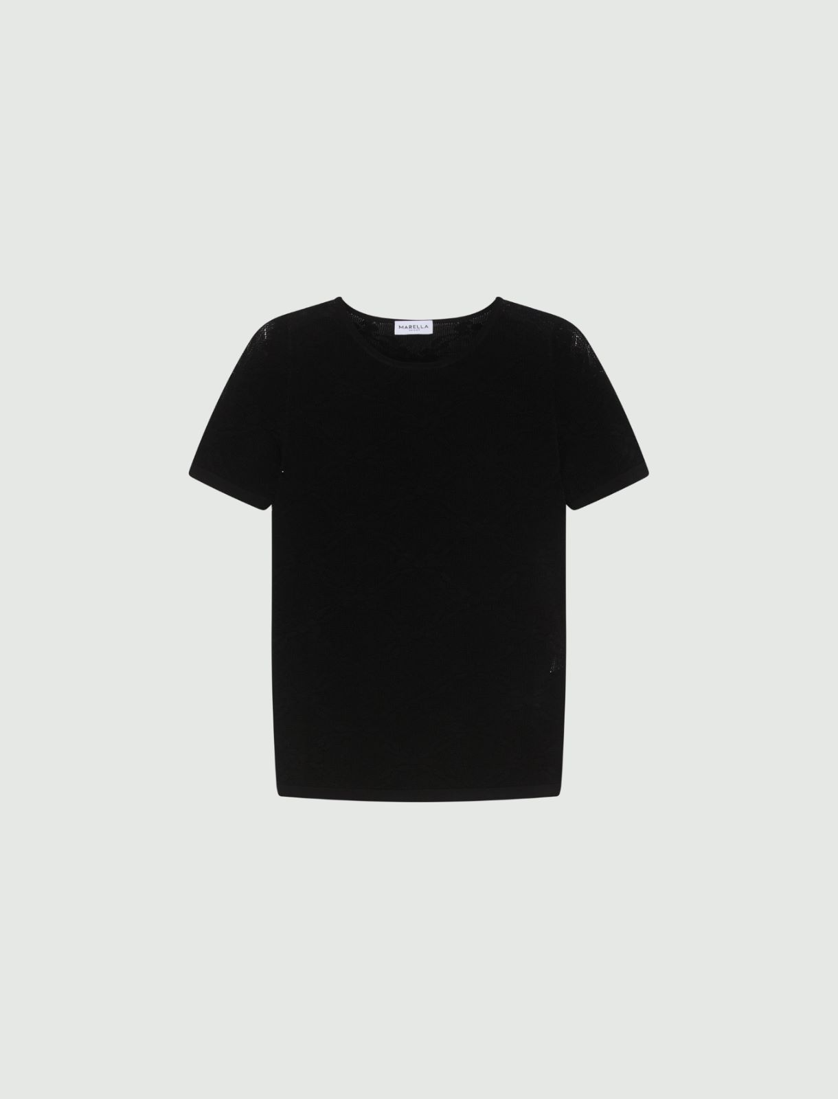 Ultra-light lace knit T-shirt - BLACK - Marella