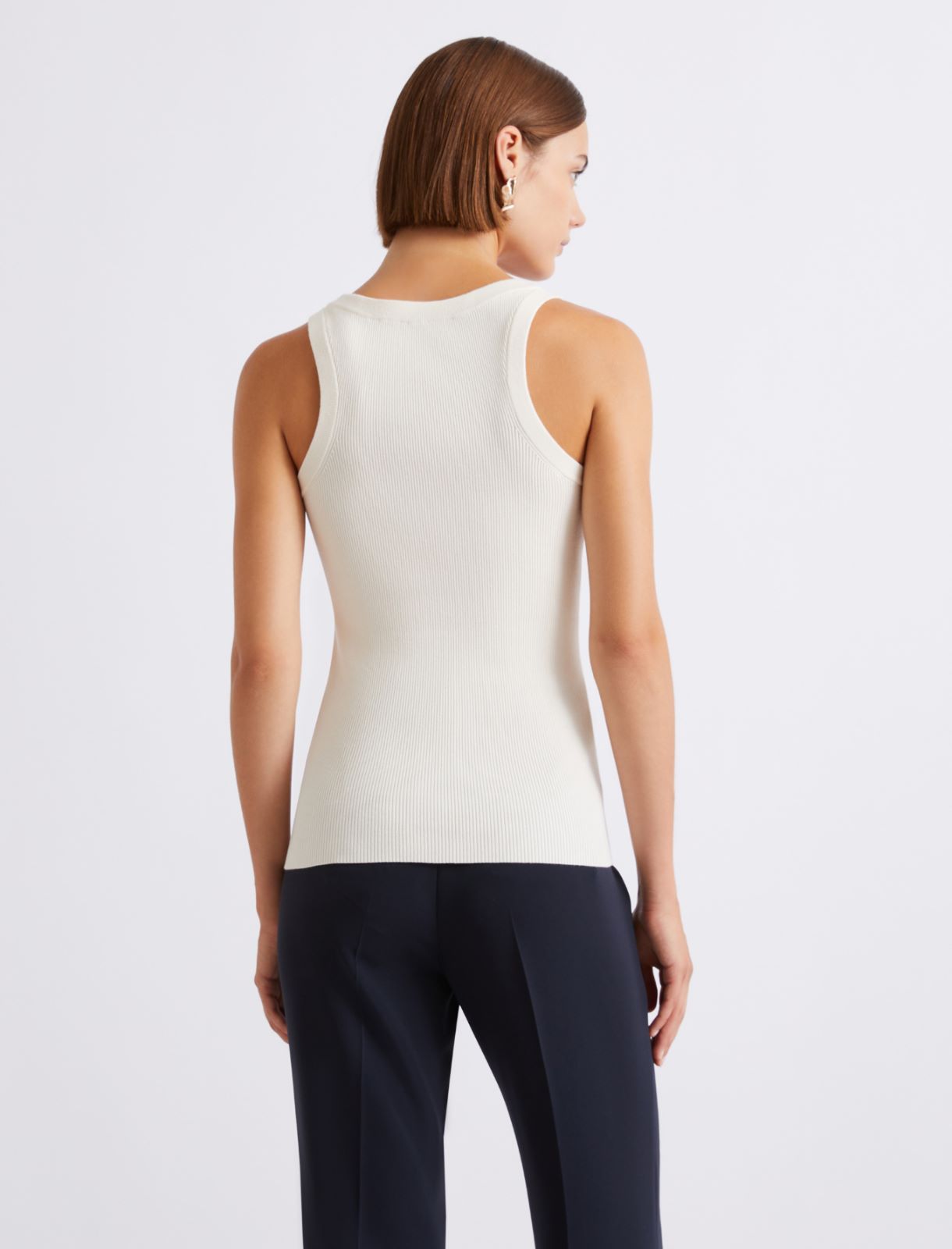 Rib-knit viscose vest top - CREAM - Marella - 3