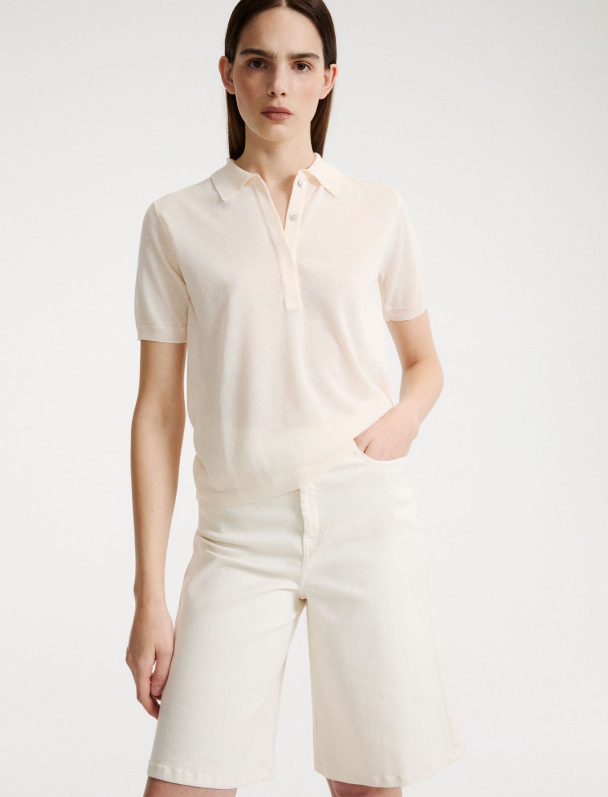 Short-sleeved viscose sweater - WOOL WHITE - Marella - 4