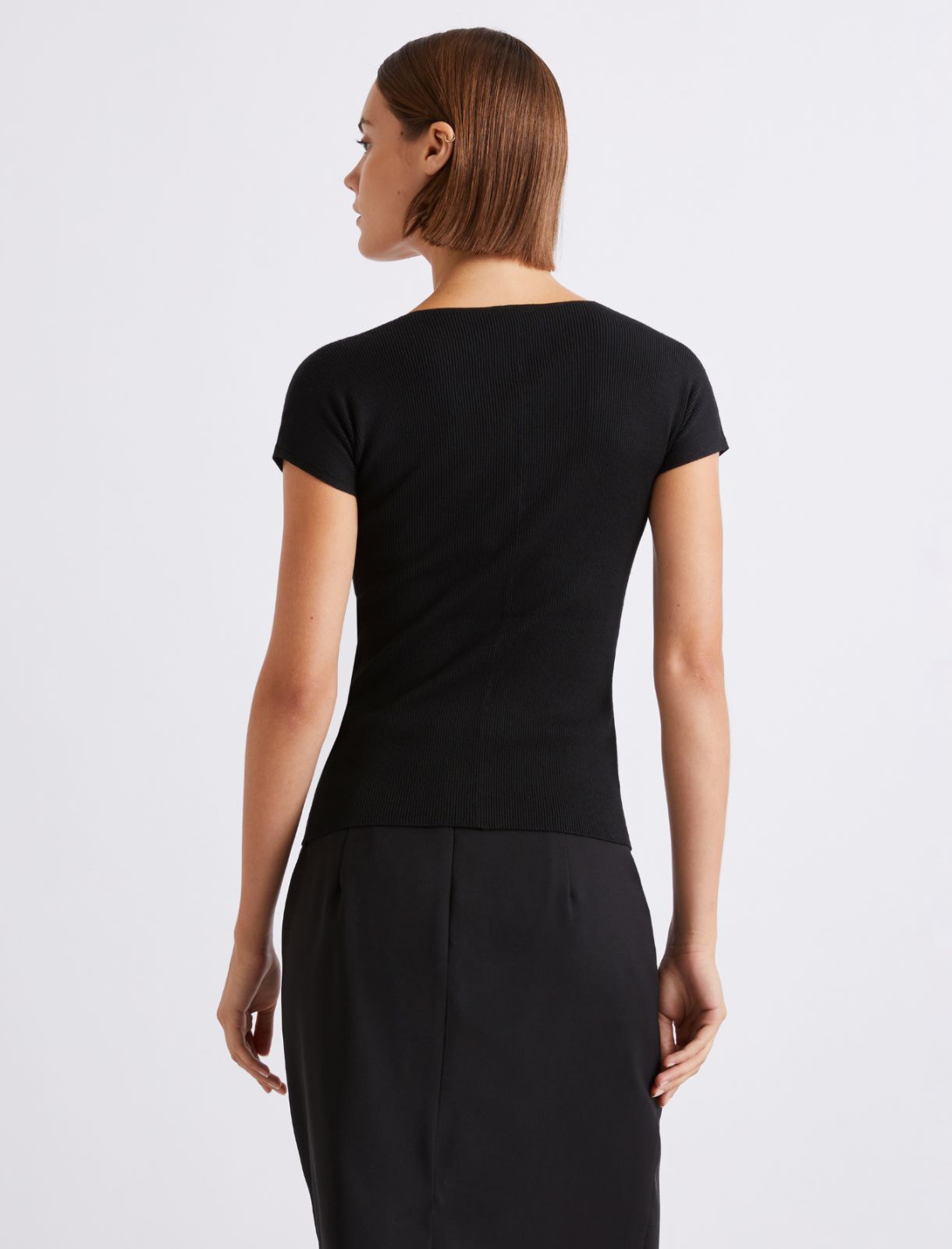 Rib-knit viscose sweater - BLACK - Marella - 3