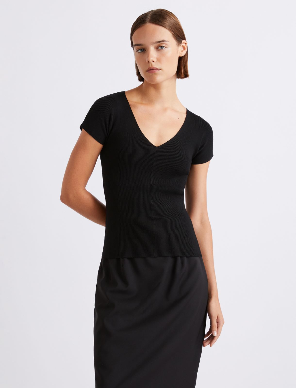 Rib-knit viscose sweater - BLACK - Marella - 4