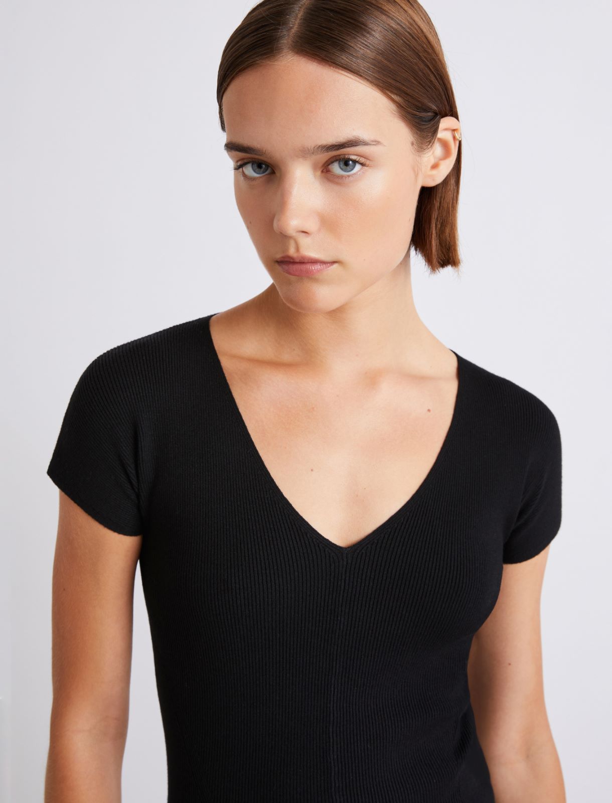 Rib-knit viscose sweater - BLACK - Marella - 5