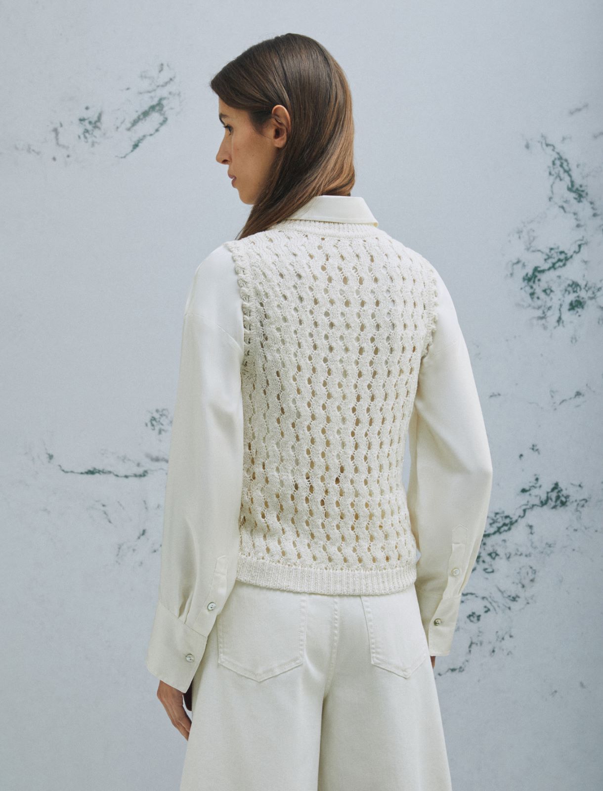 Mouliné cotton top - WOOL WHITE - Marella - 3