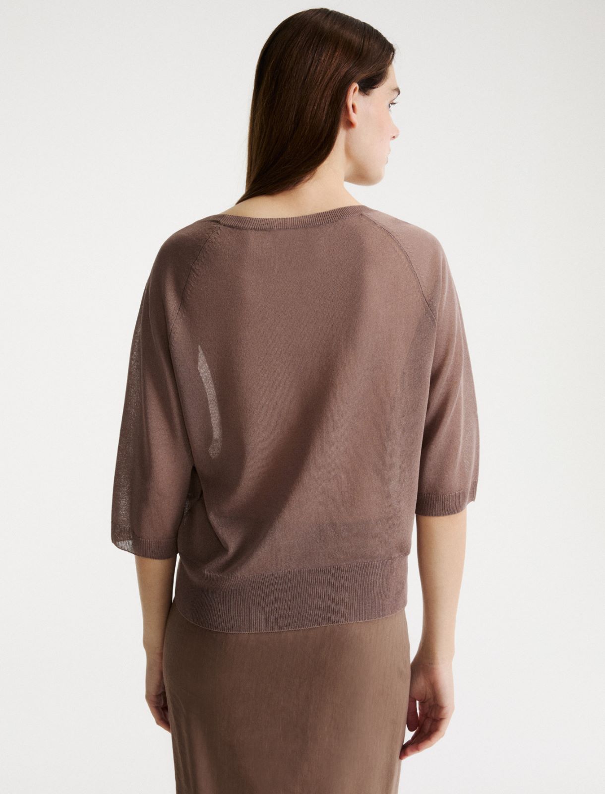 Maglia in viscosa aspetto tulle - MARRONE - Marella - 3
