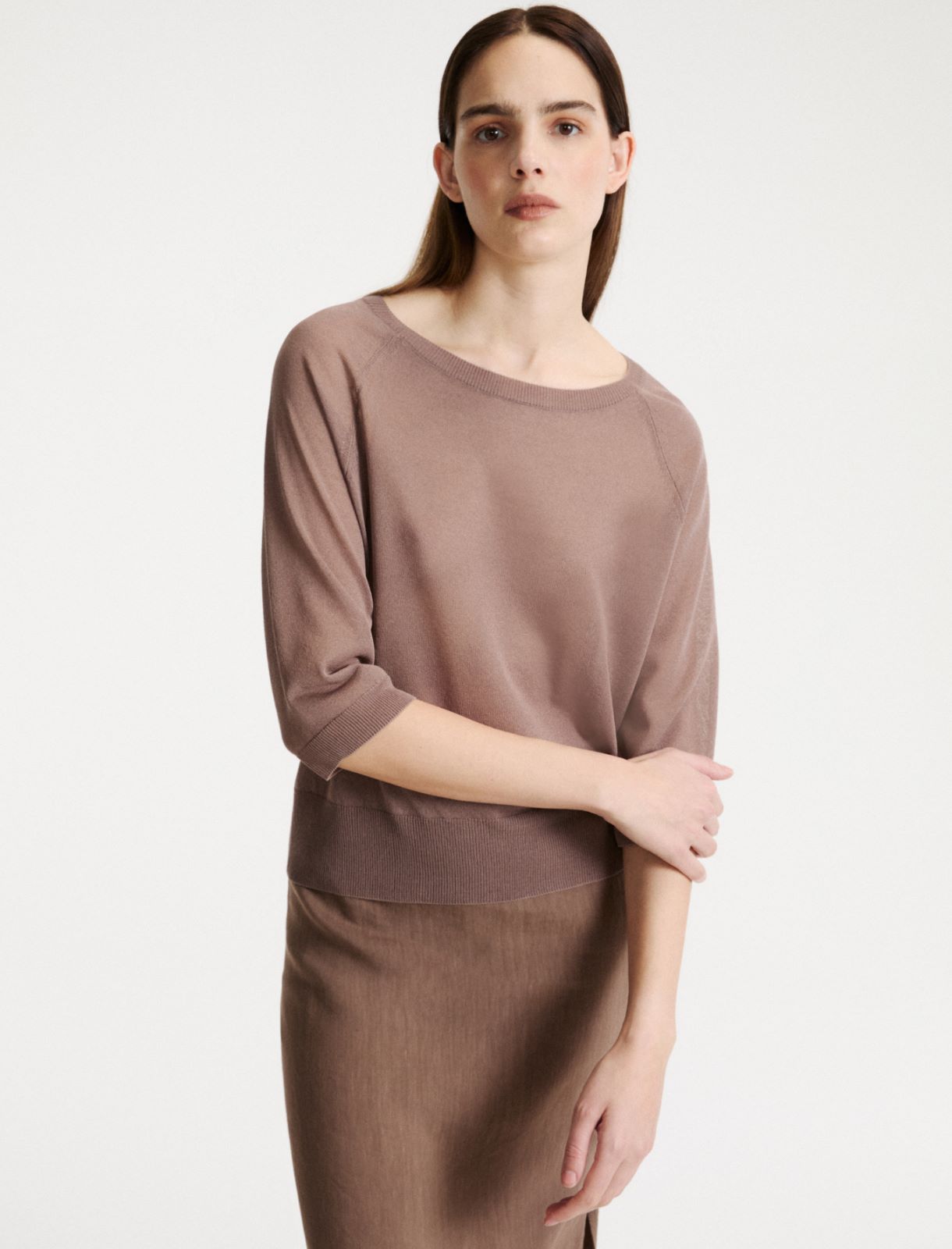 Maglia in viscosa aspetto tulle - MARRONE - Marella - 4