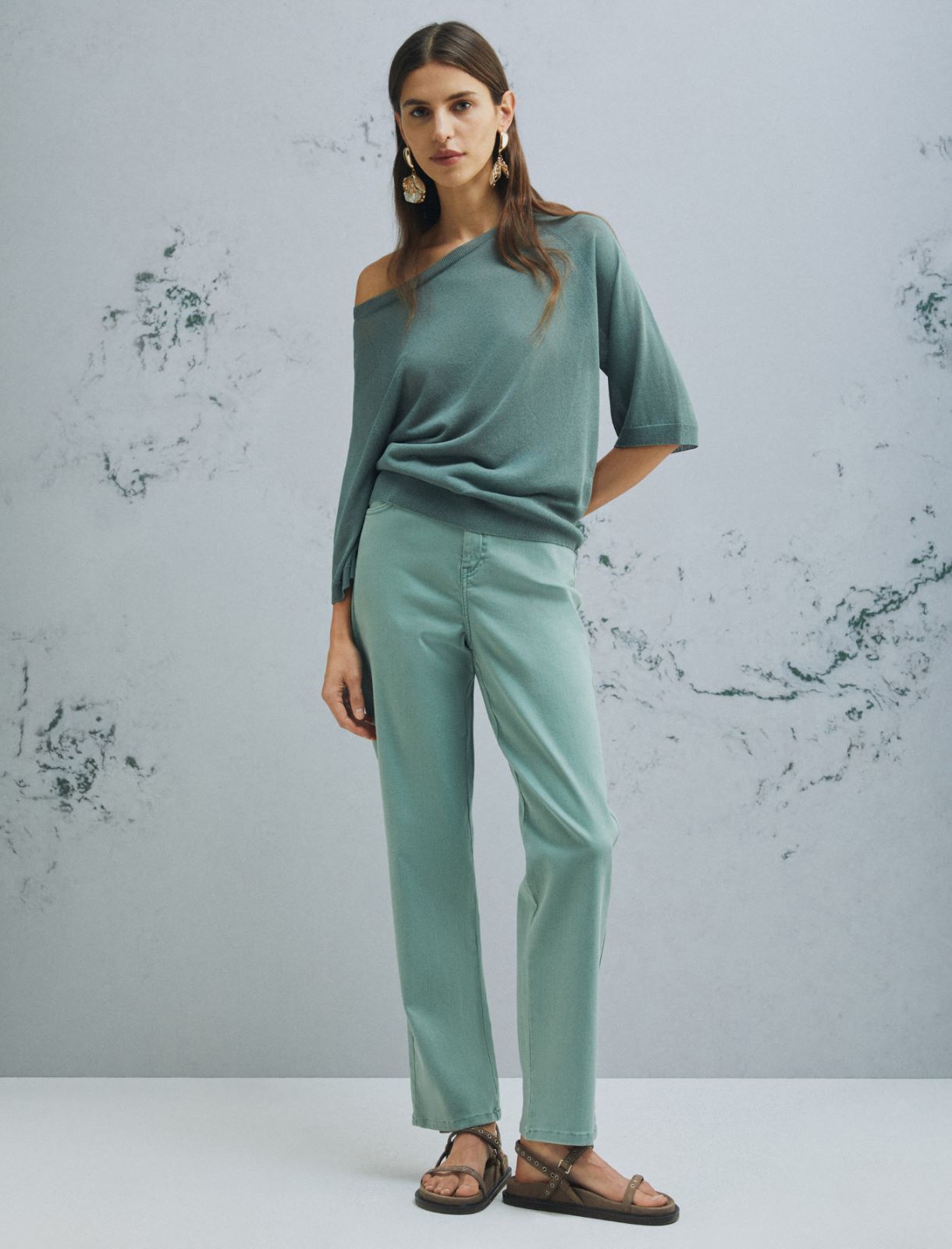 Tulle-look viscose sweater - GREEN - Marella - 2