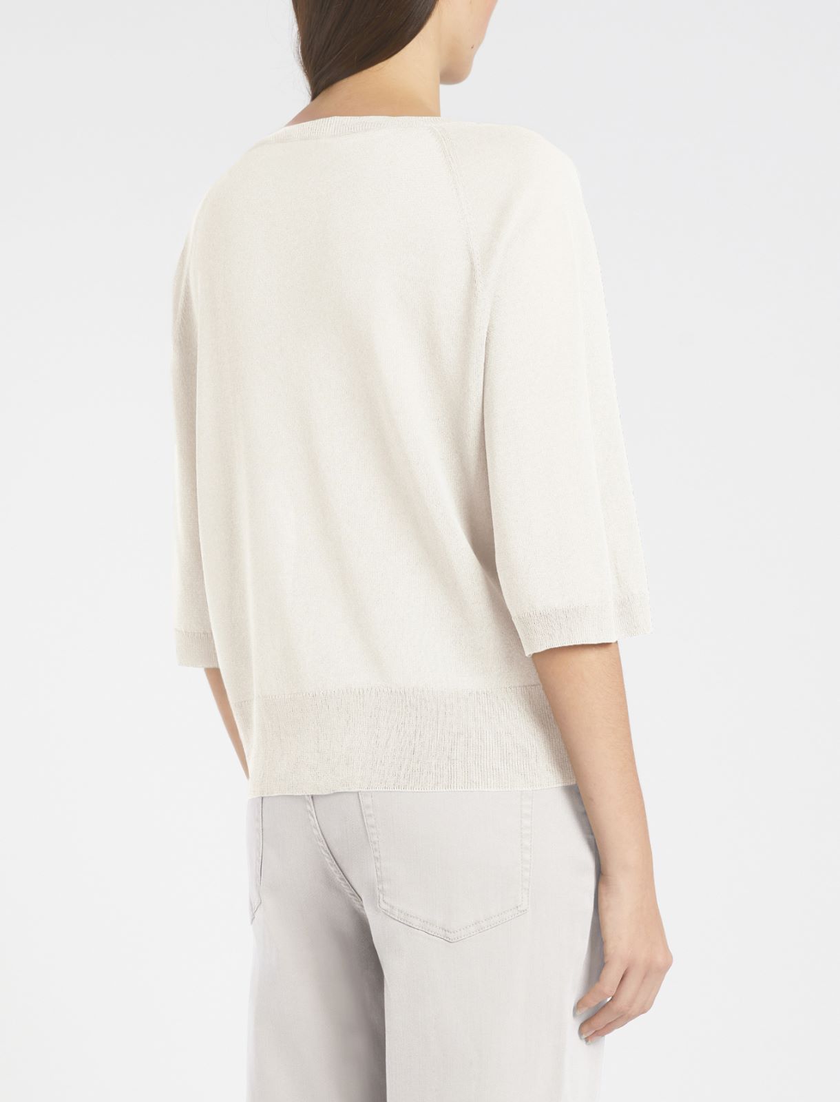 Tulle-look viscose sweater - WOOL WHITE - Marella