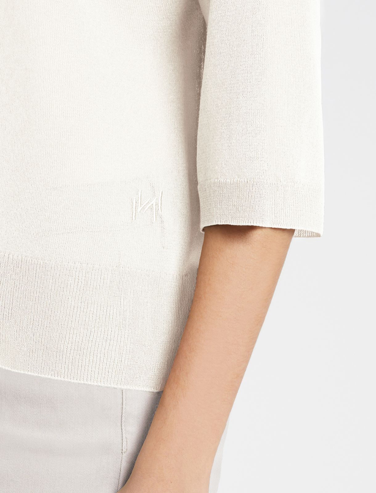 Tulle-look viscose sweater - WOOL WHITE - Marella - 3