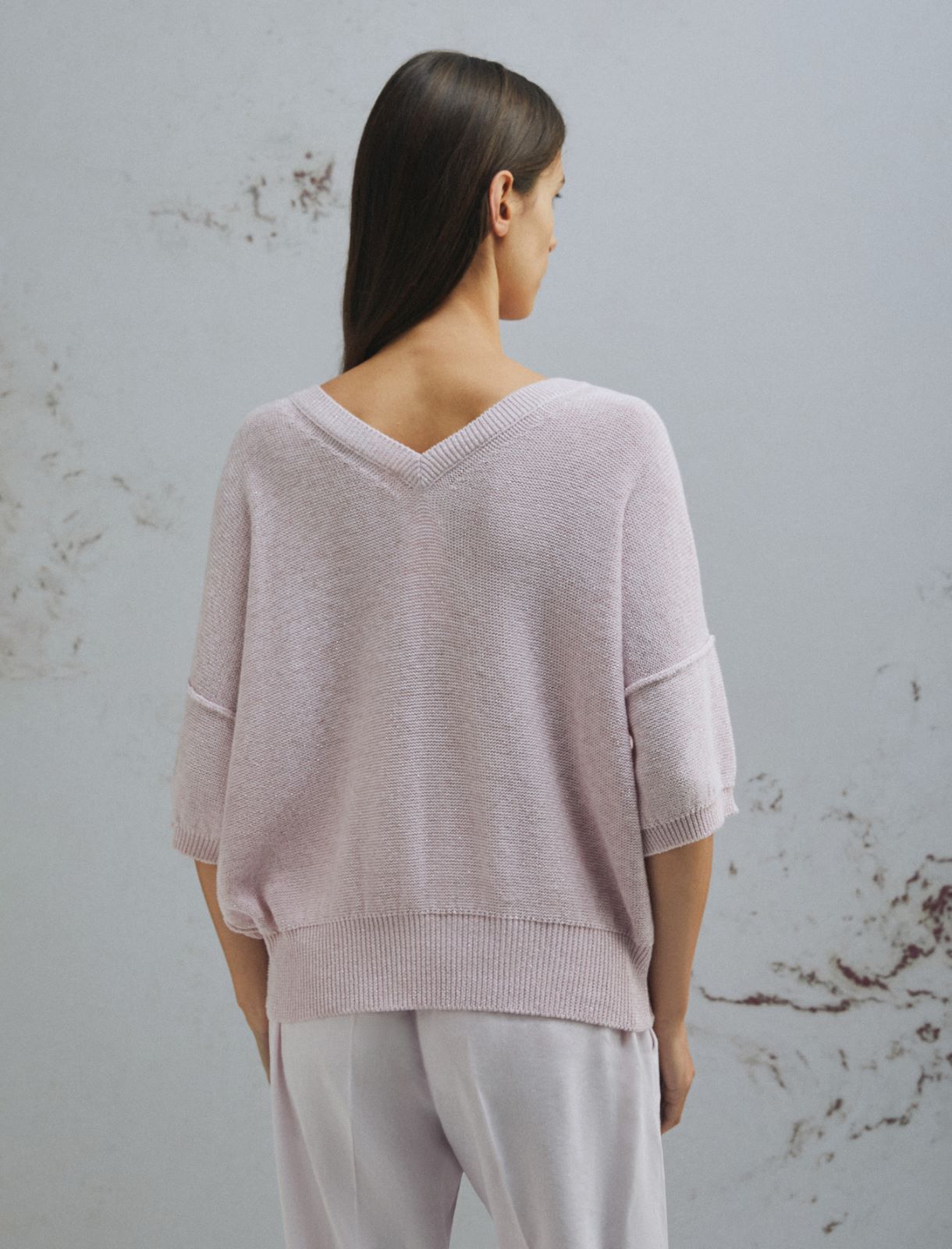 Lurex-embellished oversized sweater - PINK - Marella - 3