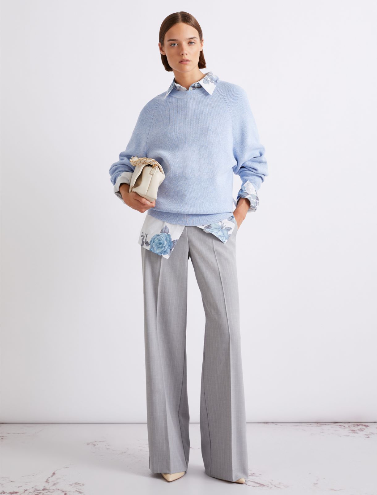 Sweter z okrągłym dekoltem z mieszanki wiskozy - JASNONIEBIESKI - Marella - 2