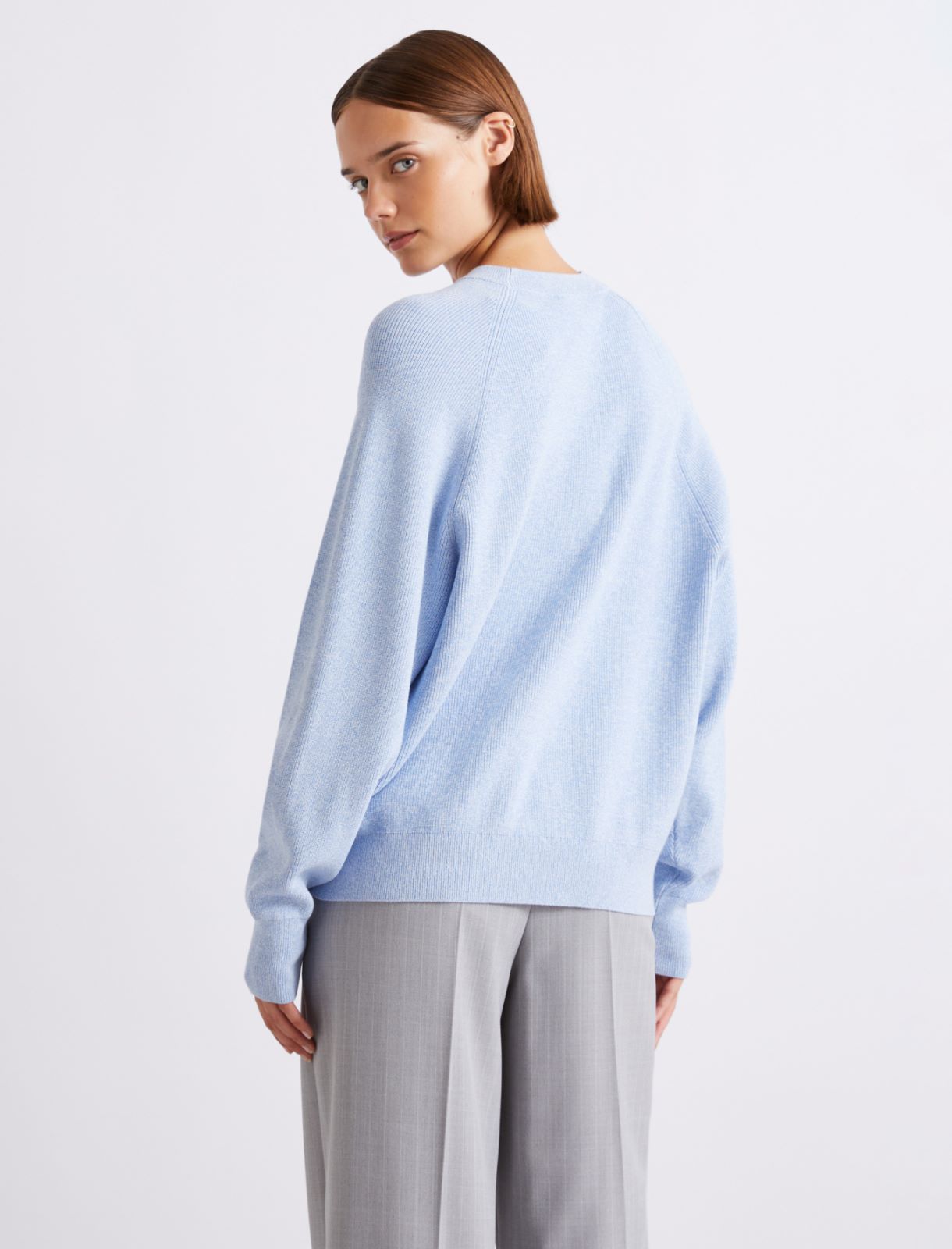 Sweter z okrągłym dekoltem z mieszanki wiskozy - JASNONIEBIESKI - Marella - 3