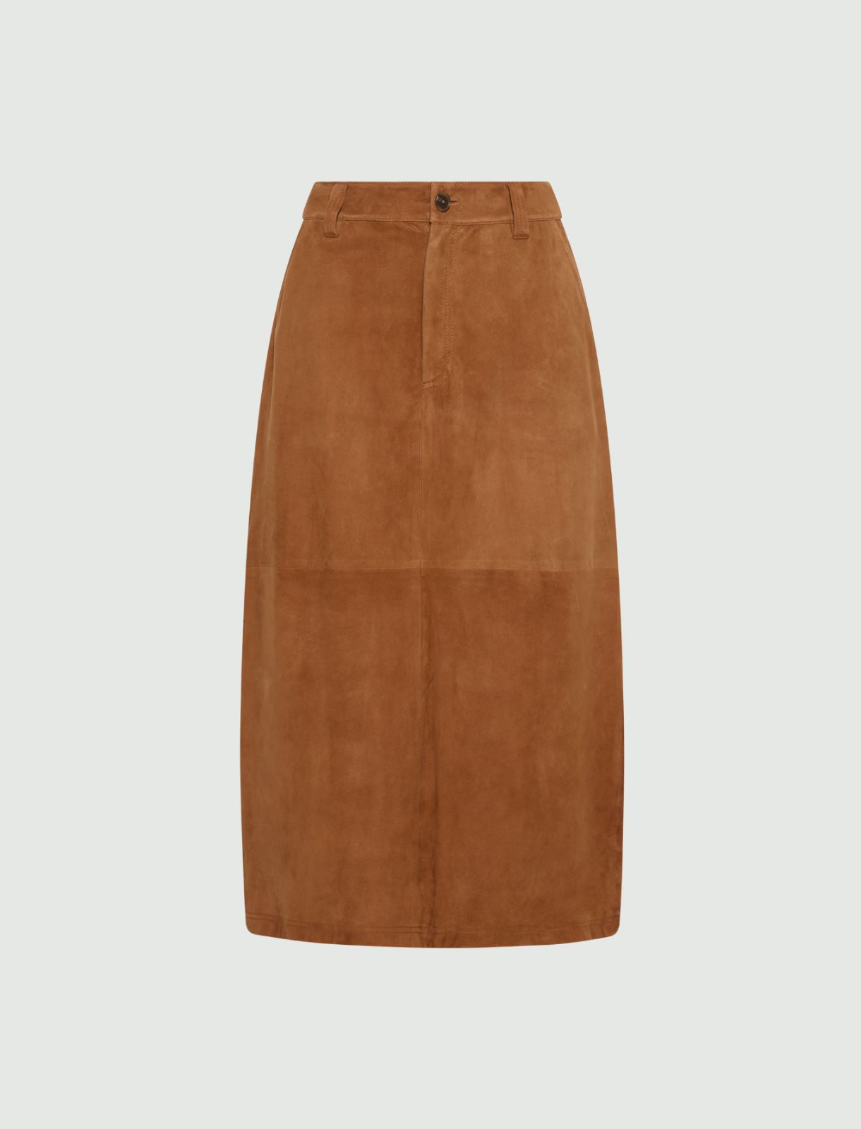 Straight-fit suede skirt - CAMEL - Marella