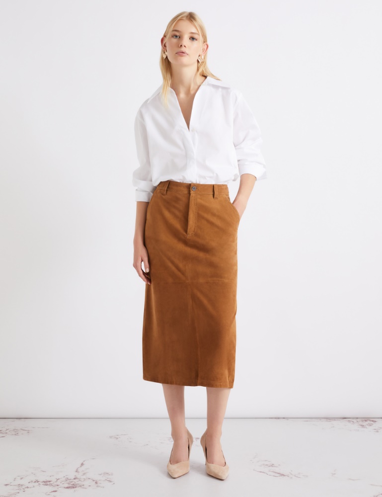 Straight-fit suede skirt - Marella