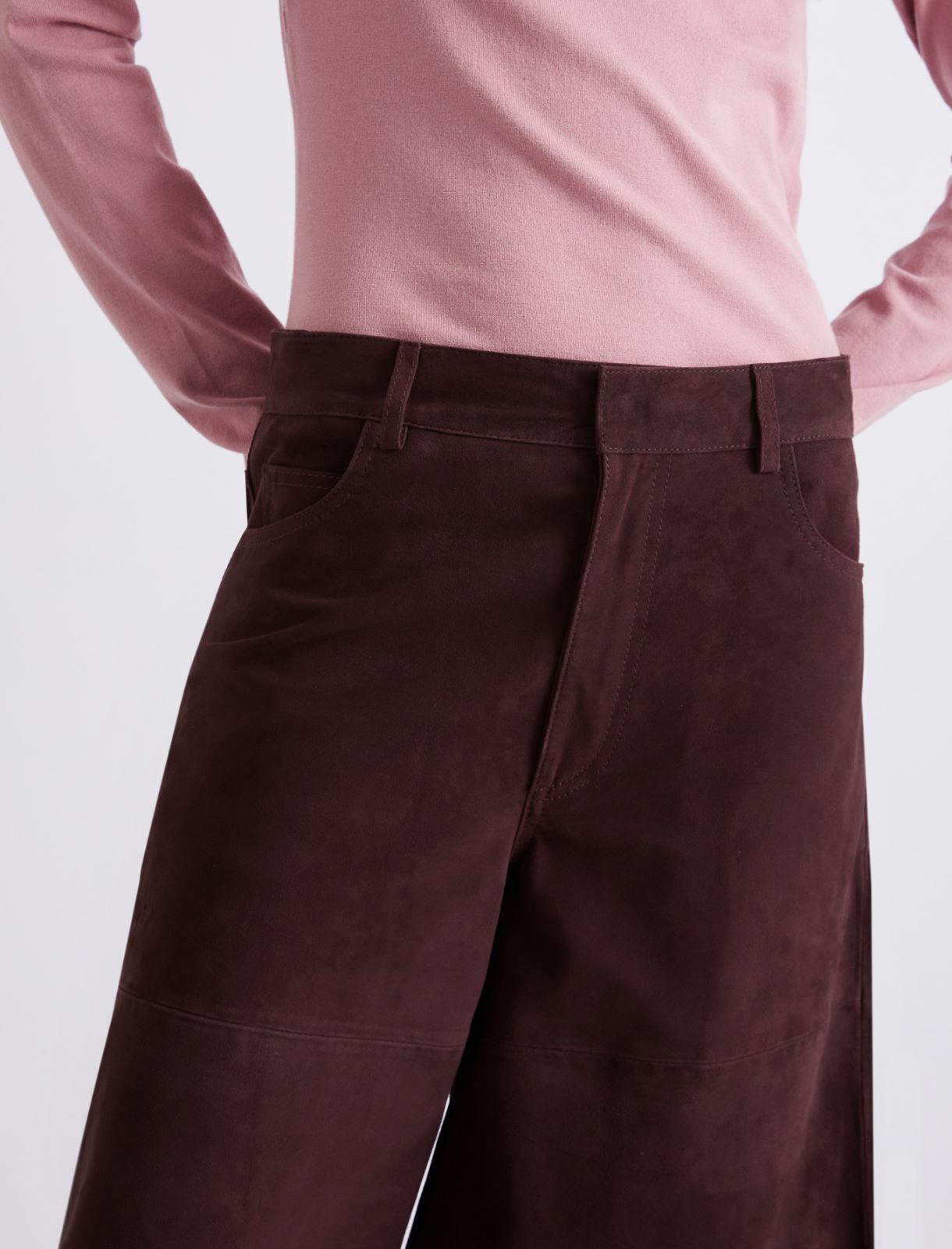 Suede culotte trousers - BORDEAUX - Marella - 5