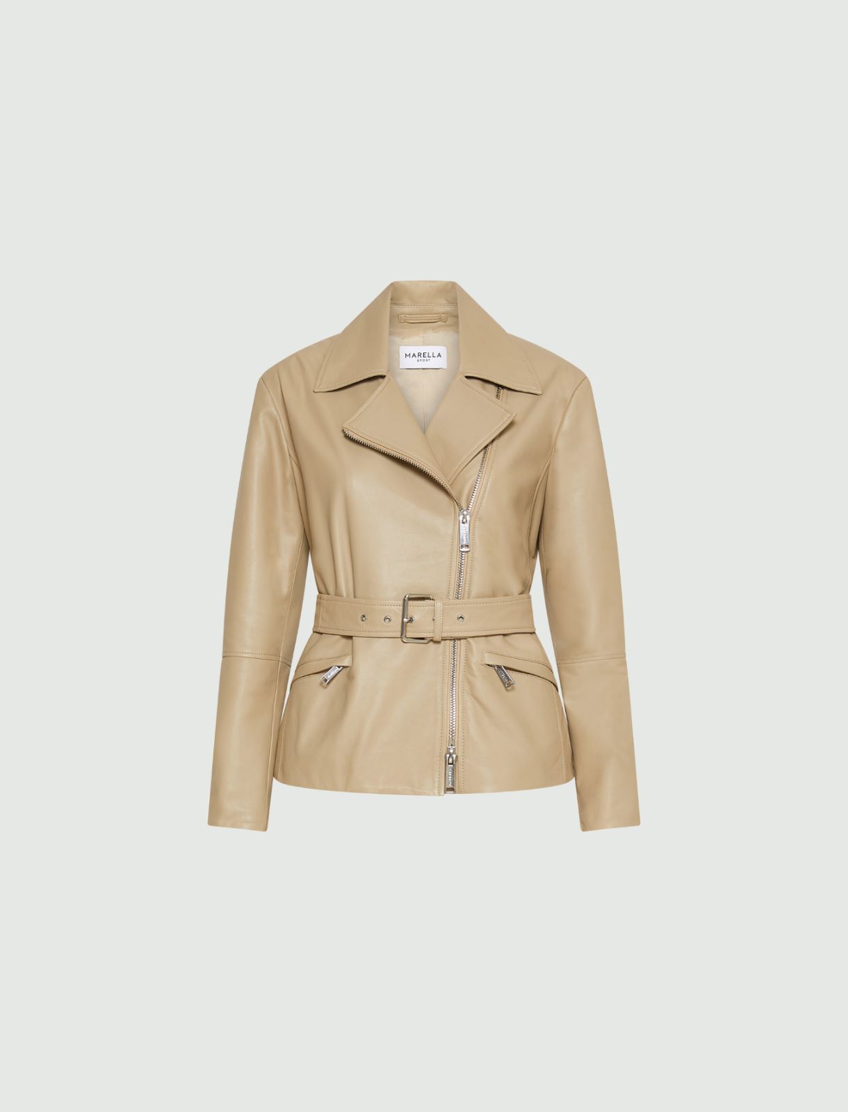 Nappa leather biker jacket - SAND - Marella