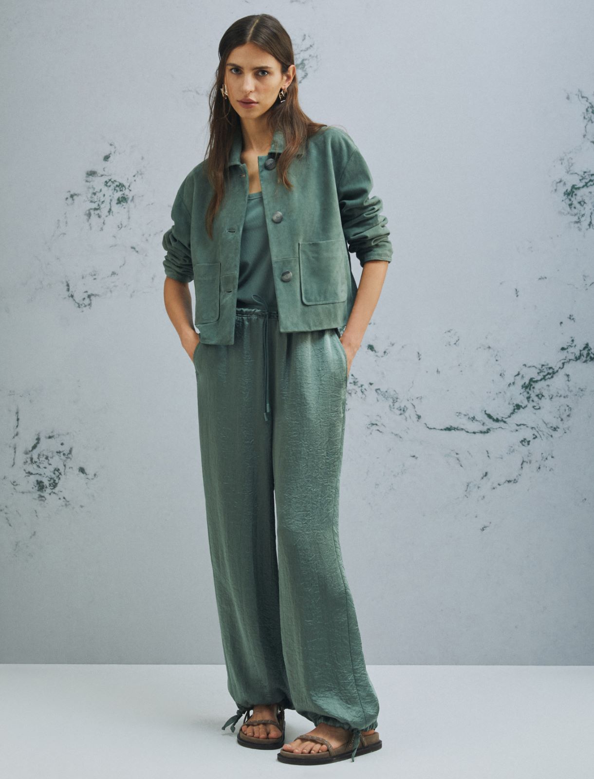 Boxy-Jacke aus Veloursleder - GRUEN - Marella - 2