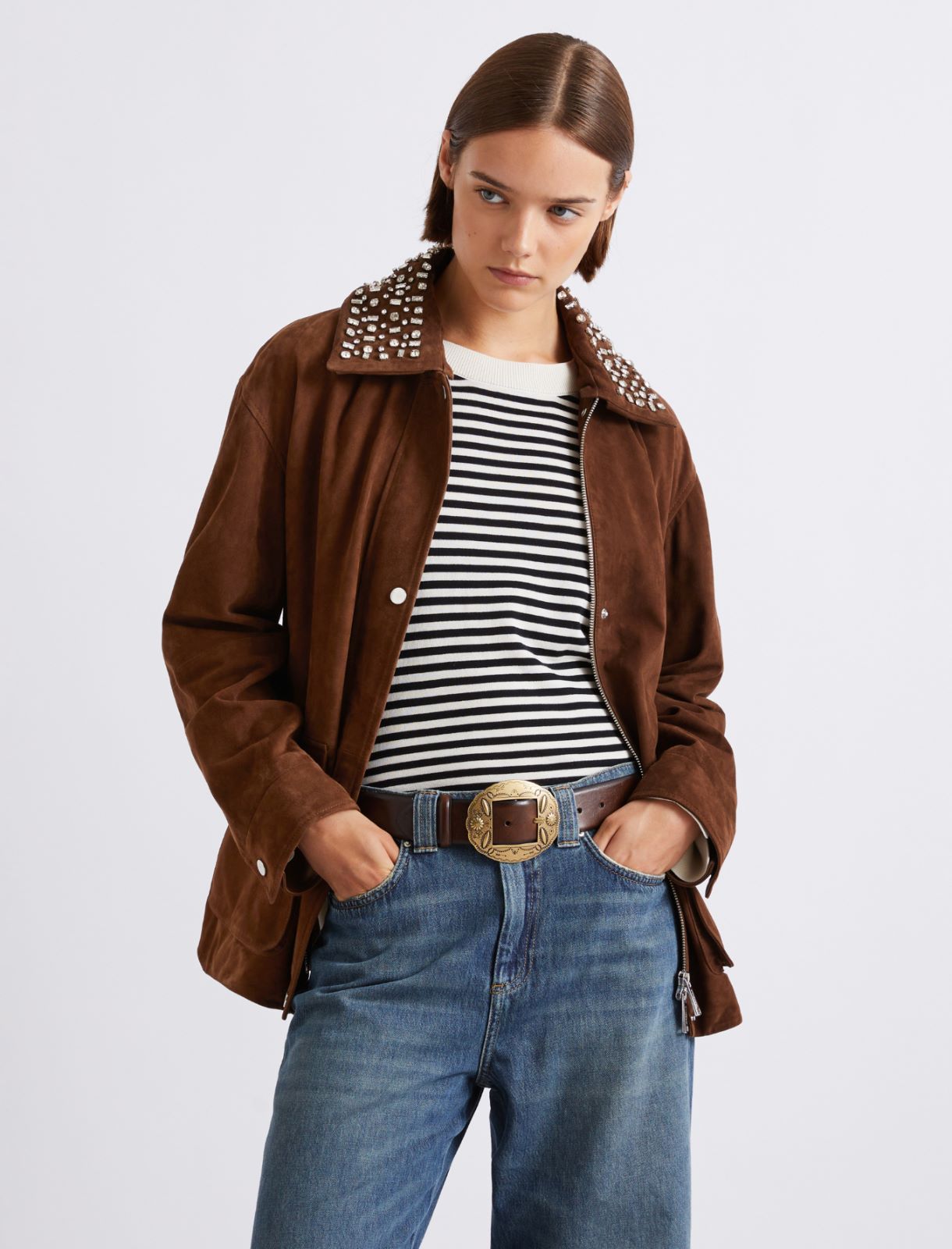 Veste en daim - BRUN - Marella - 4