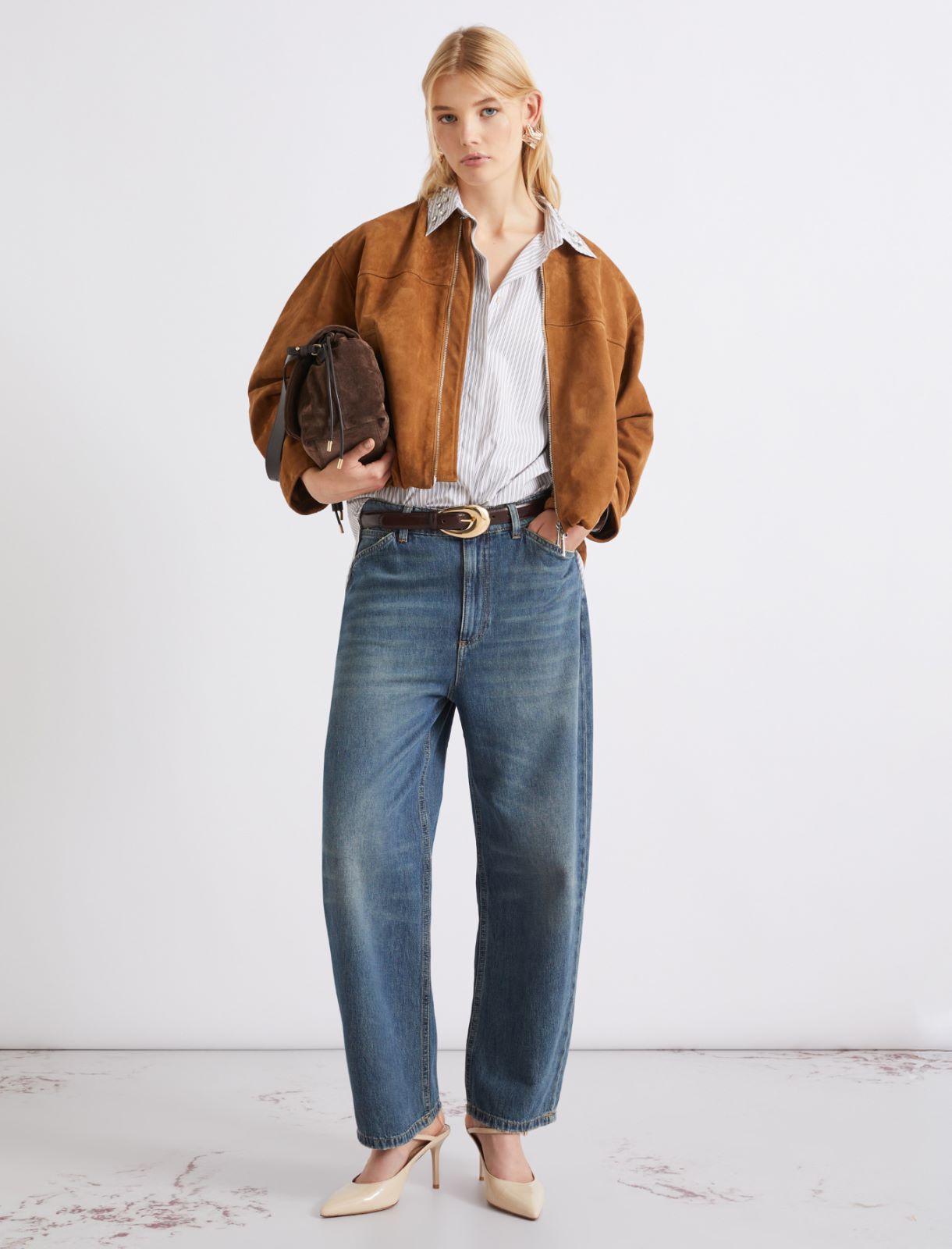 Suede blouson jacket - CAMEL - Marella - 2