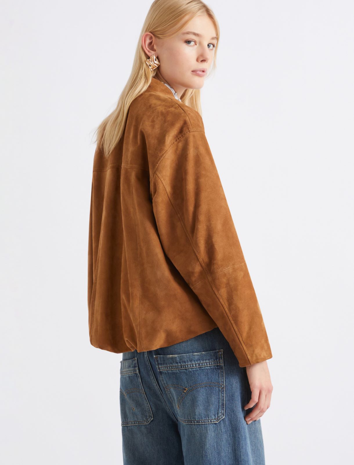 Suede blouson jacket - CAMEL - Marella - 3