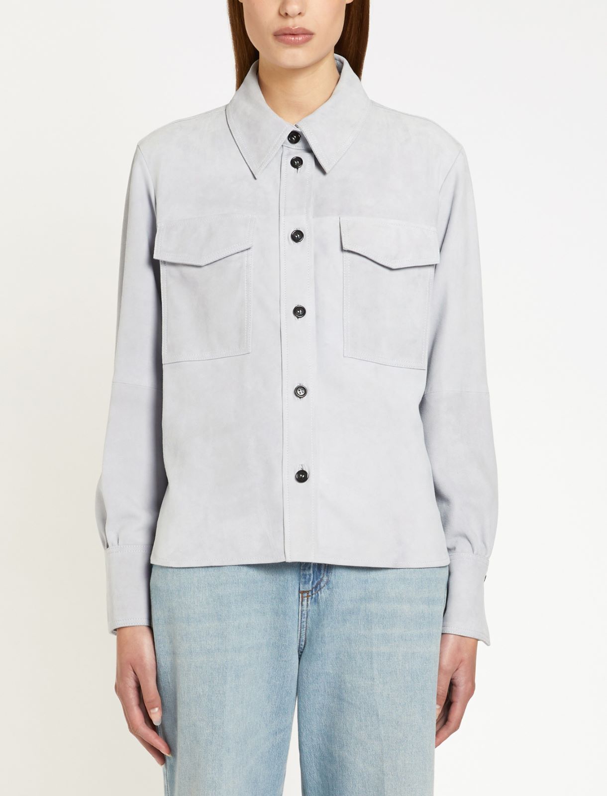 Suede shacket - LIGHT BLUE - Marella - 3