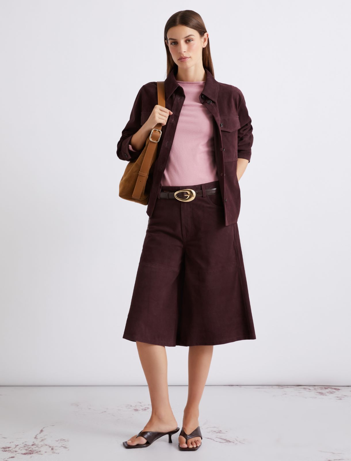 Suede shirt jacket - BORDEAUX - Marella - 2