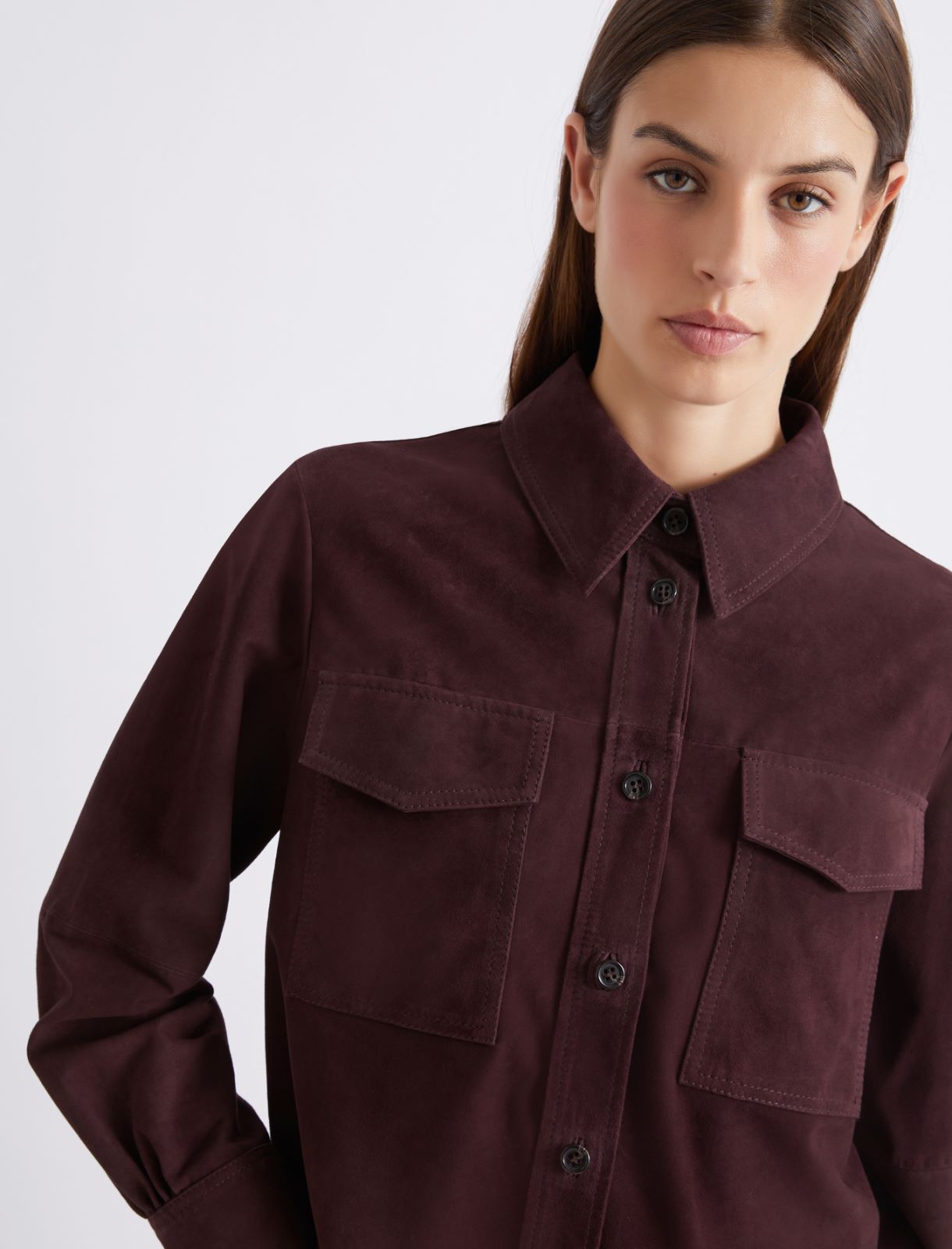 Suede shirt jacket - BORDEAUX - Marella - 5