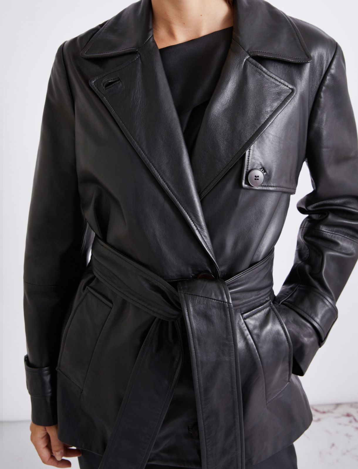 Leather trench coat - BLACK - Marella - 5
